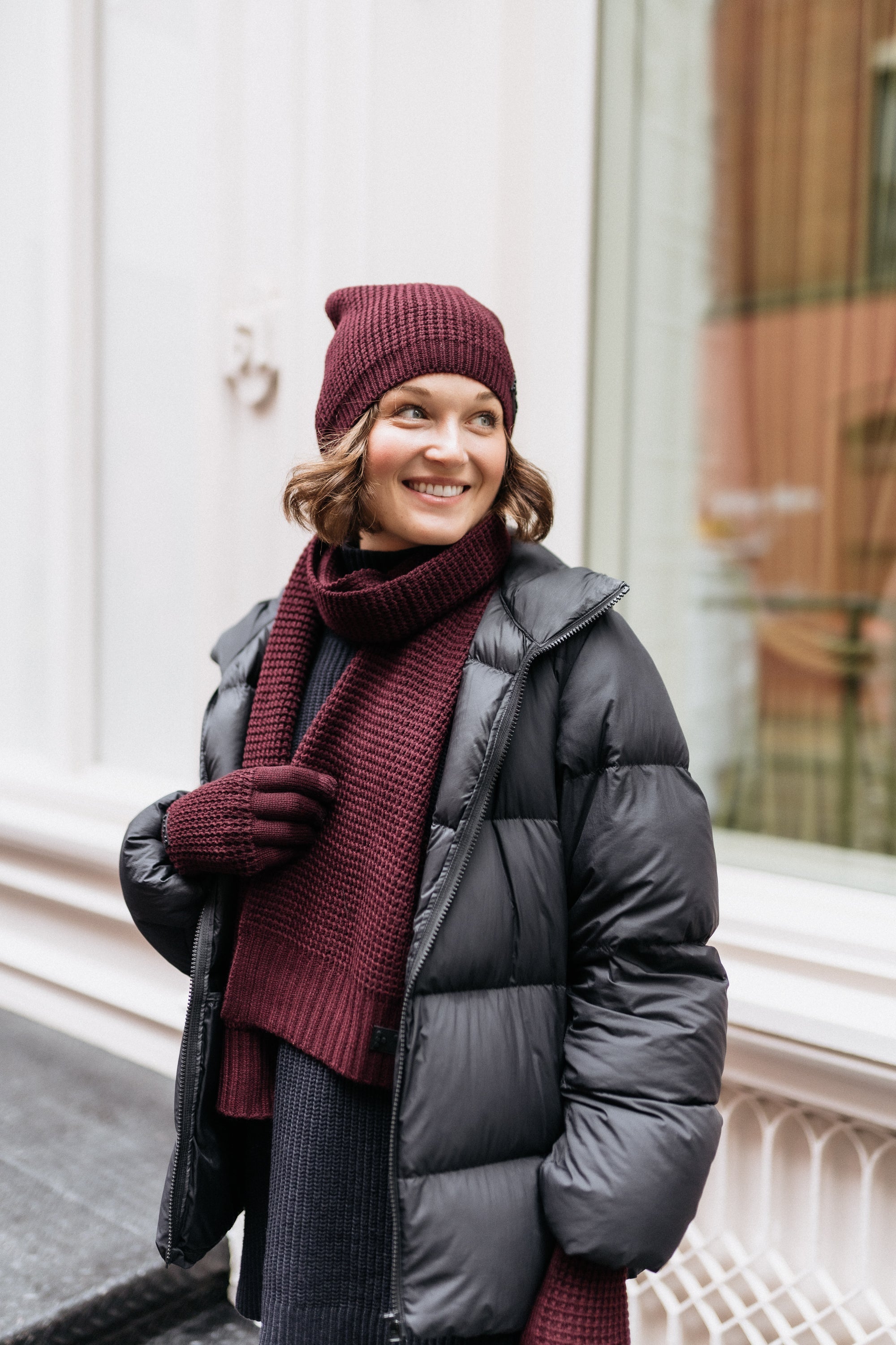 Two Blind Brothers - Gift Waffle Knit Beanies Maroon