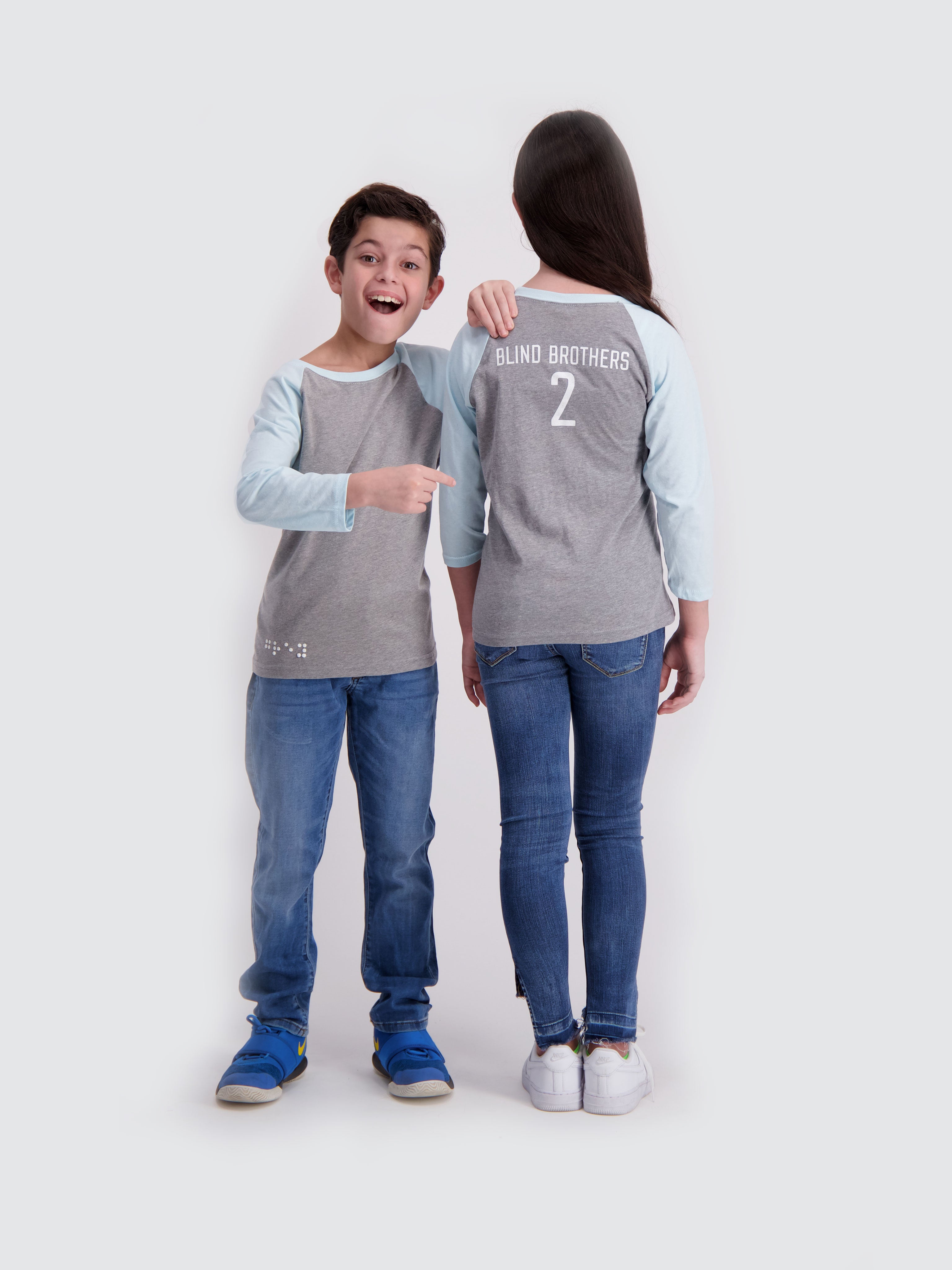 Two Blind Brothers - Kids' Team 2BB Baseball Tee Graphic Baseball Tee Grey
