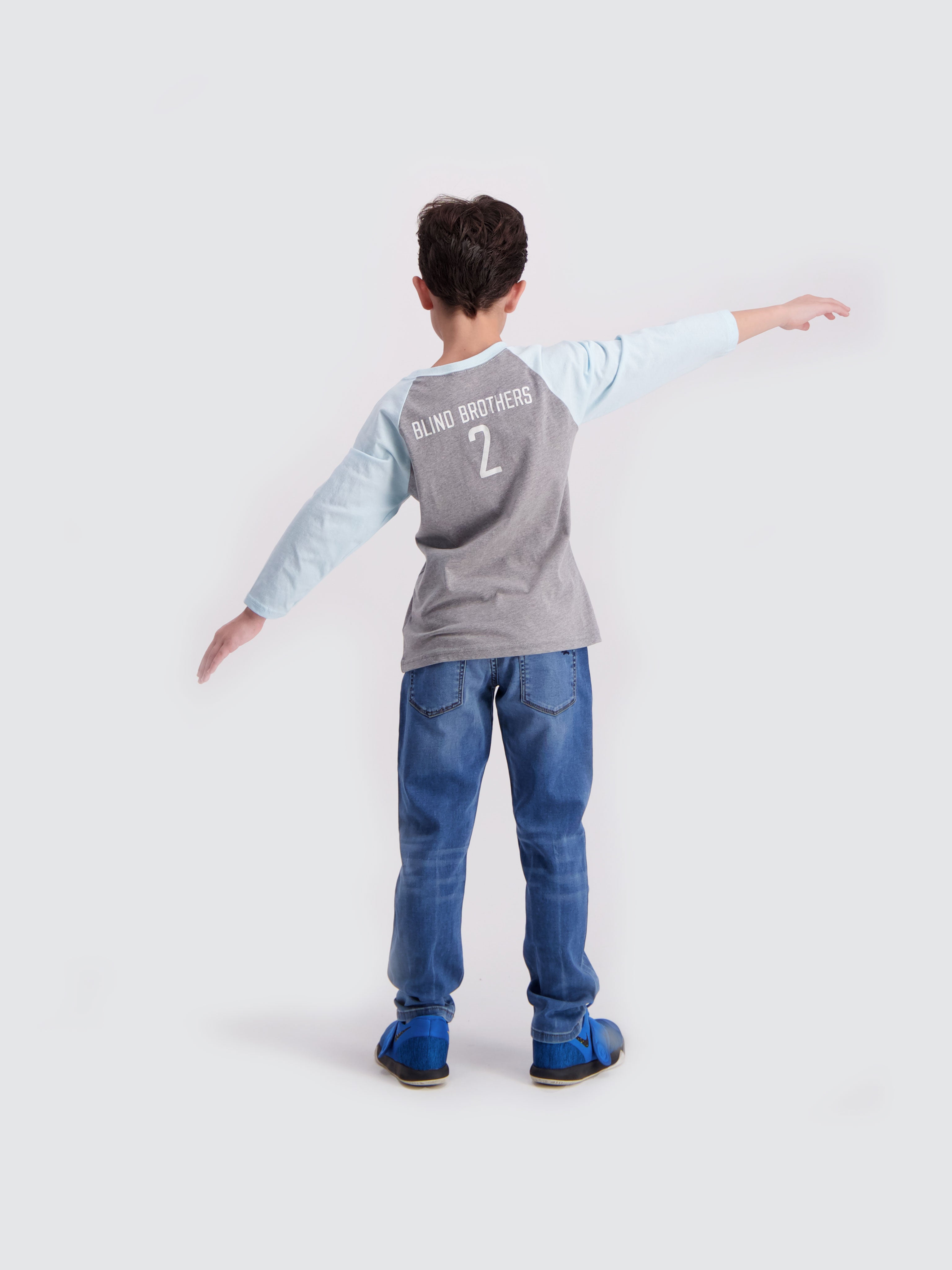 Two Blind Brothers - Kids' Team 2BB Baseball Tee Graphic Baseball Tee Grey