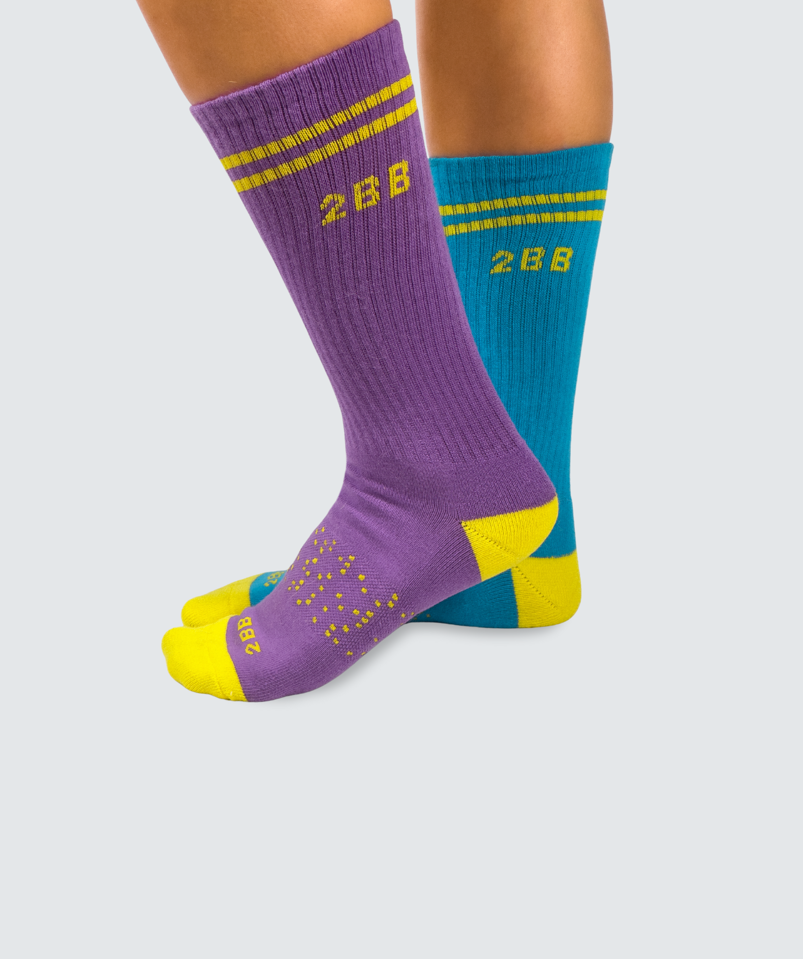 Two Blind Brothers - Gift Mismatched Calf Sock Bundle (3 Pairs) Purple-Yellow
