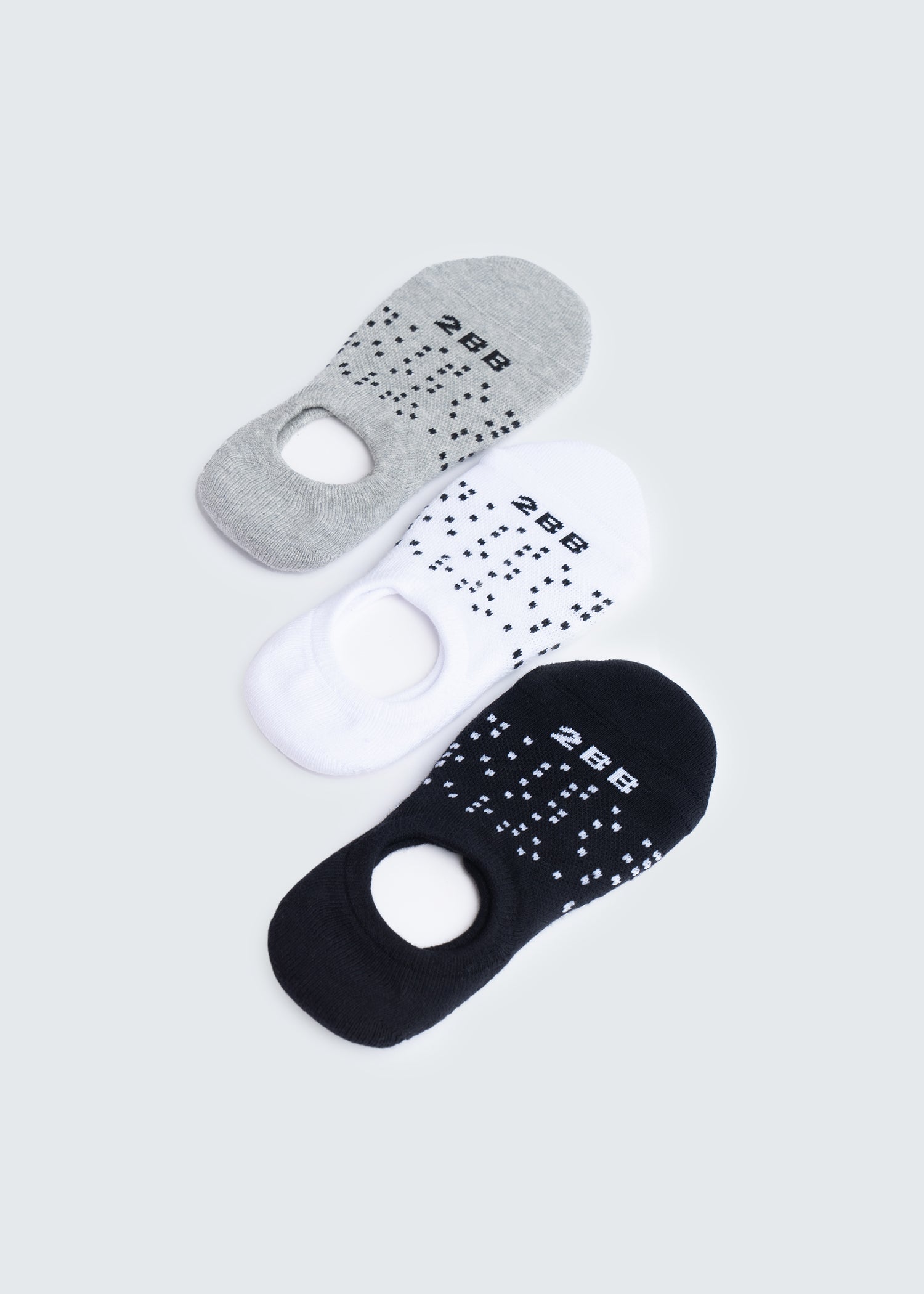 Two Blind Brothers - Gift No Show Sock Bundle (3 Pairs) Light-Grey-White-Black