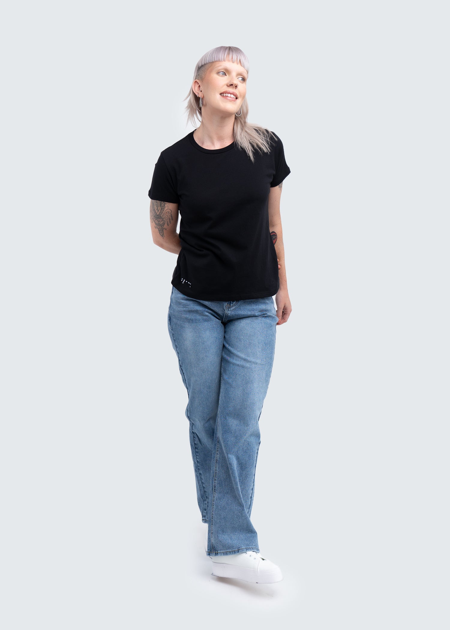 Two Blind Brothers - Womens Women's Supima Cotton Short Sleeve Crewneck Black