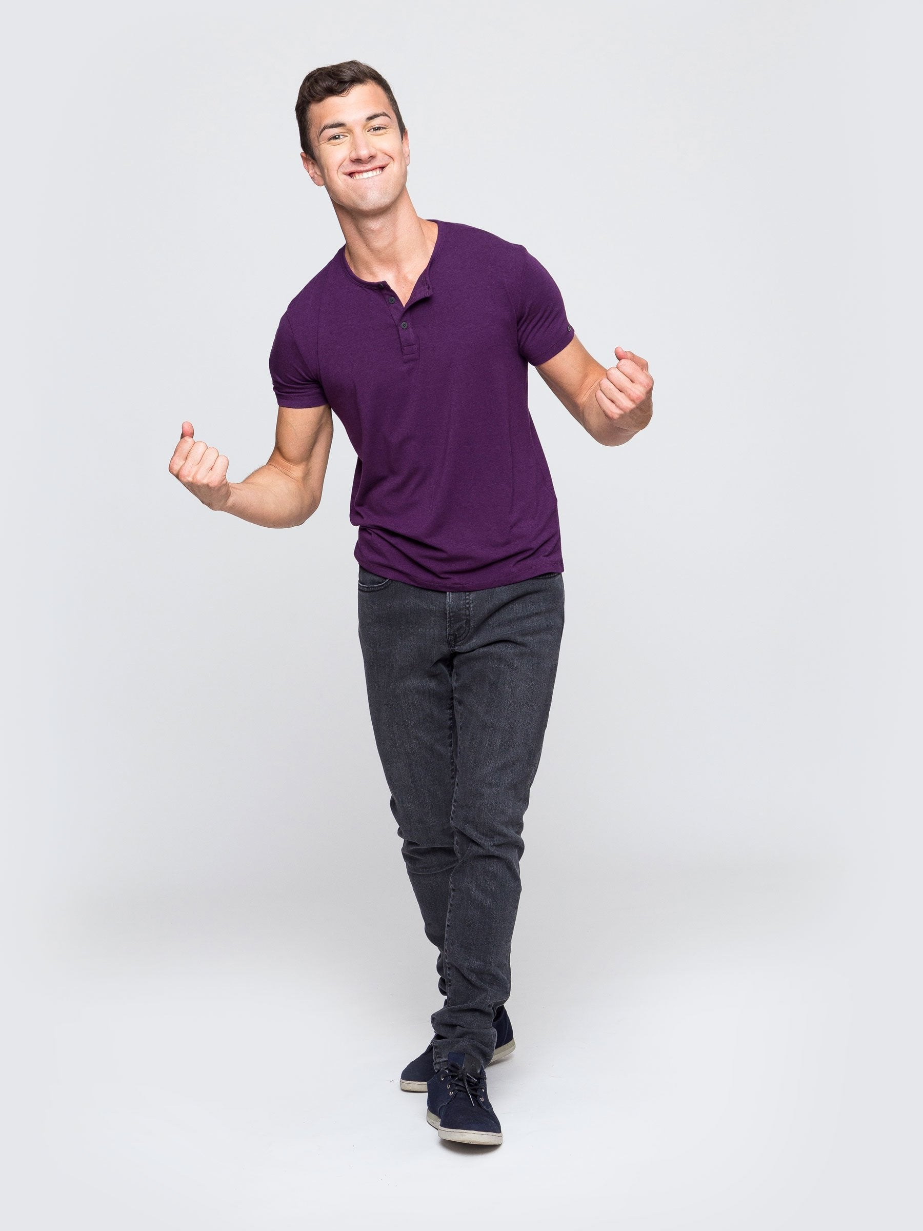 Two Blind Brothers - Mens Men's SS Henley Solid Plum