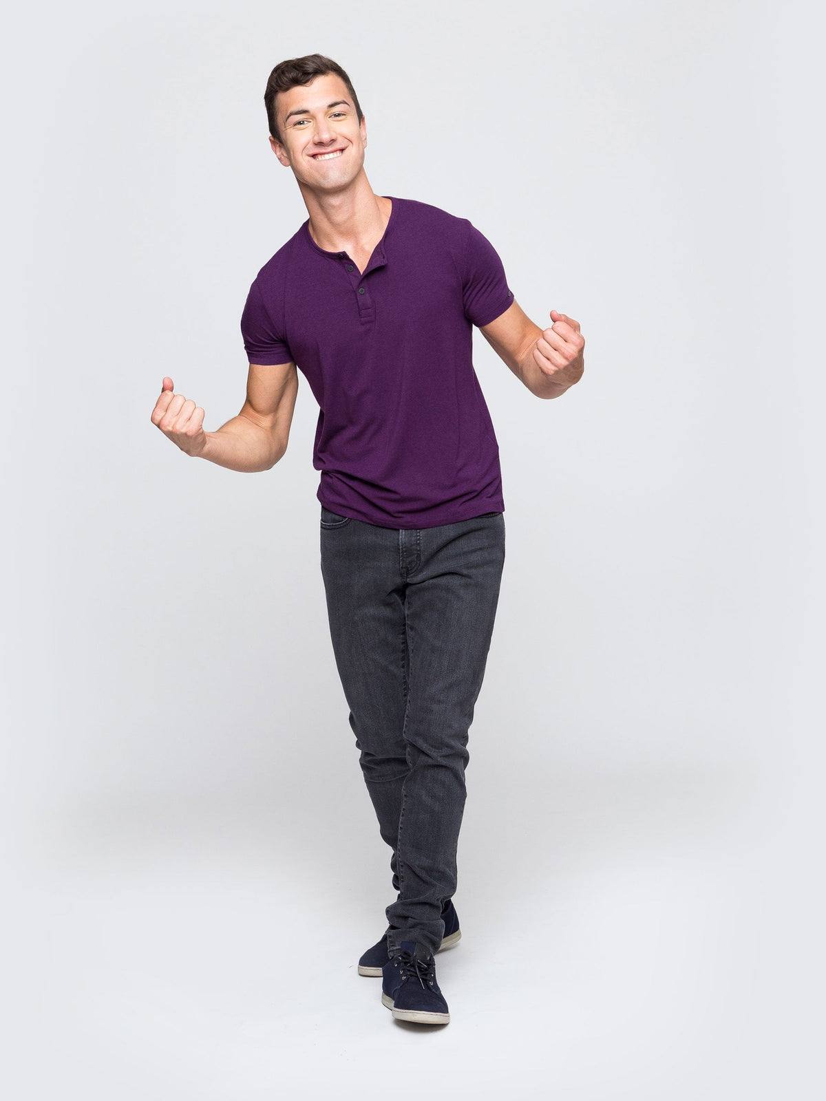 Two Blind Brothers - Mens Men's SS Henley Solid Plum