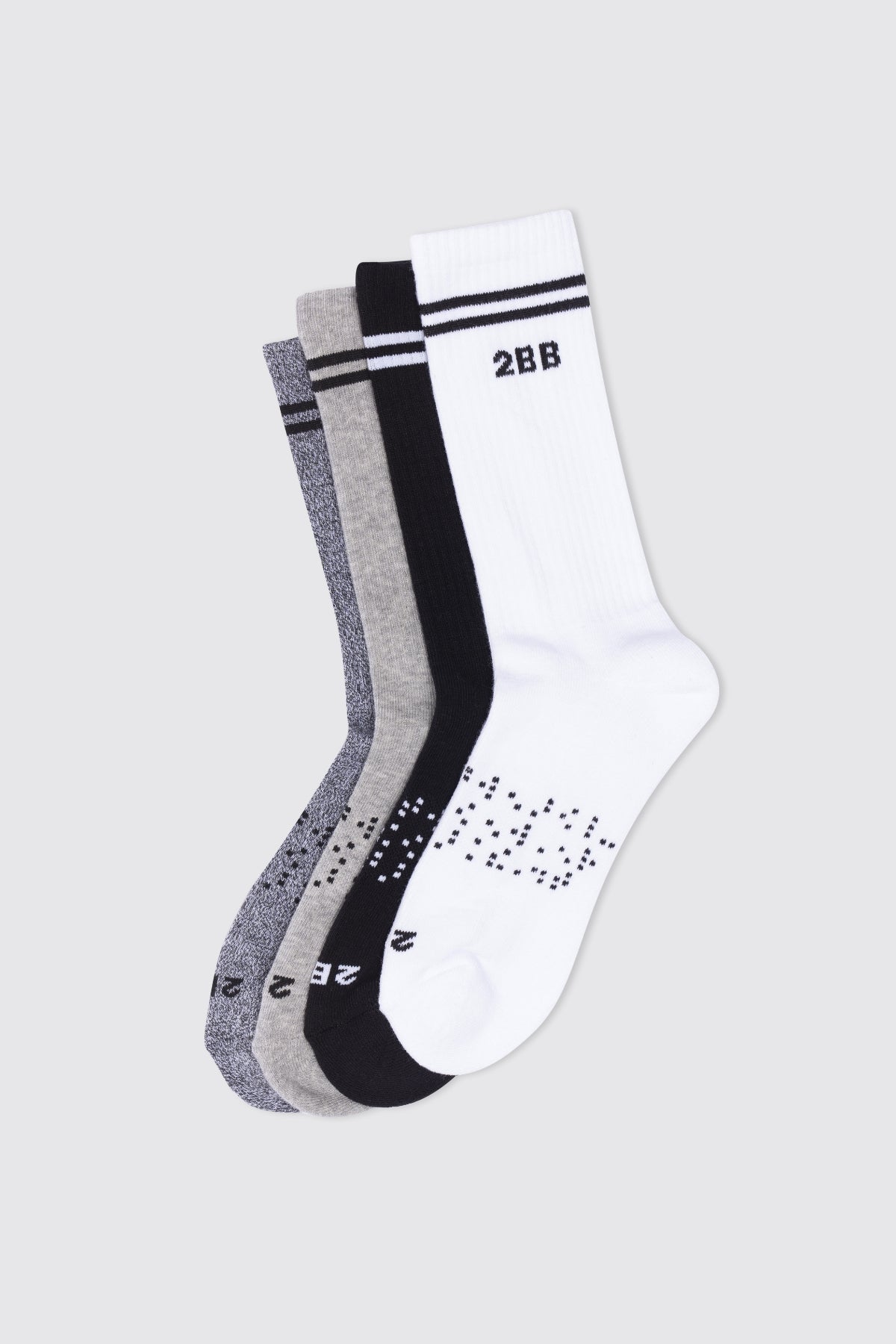 Two Blind Brothers - Gift Neutral Calf Sock Bundle (4 Pairs) White-Black-Light-Grey-Charcoal