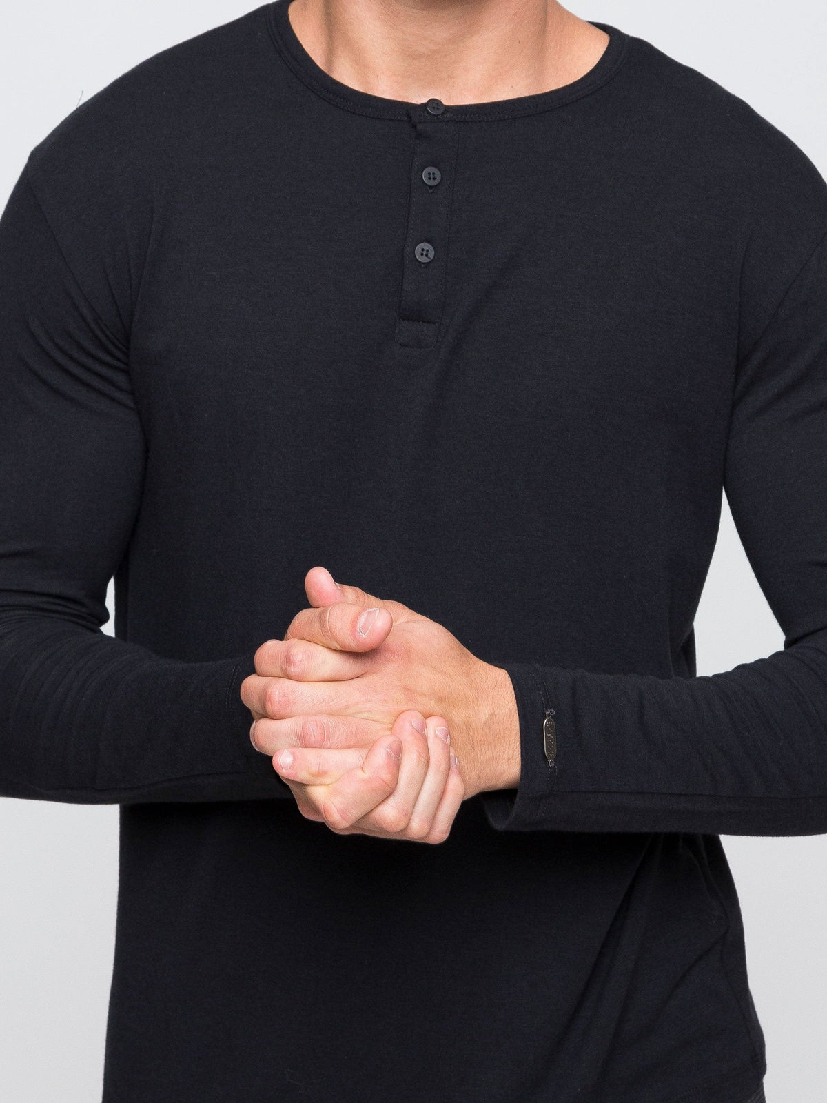 Two Blind Brothers - Mens Men's Long Sleeve Henley Black