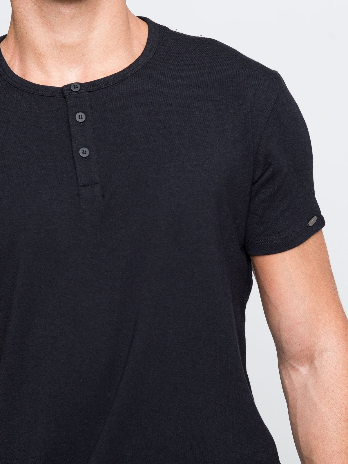 Two Blind Brothers - Mens Men's Short Sleeve Henley Black