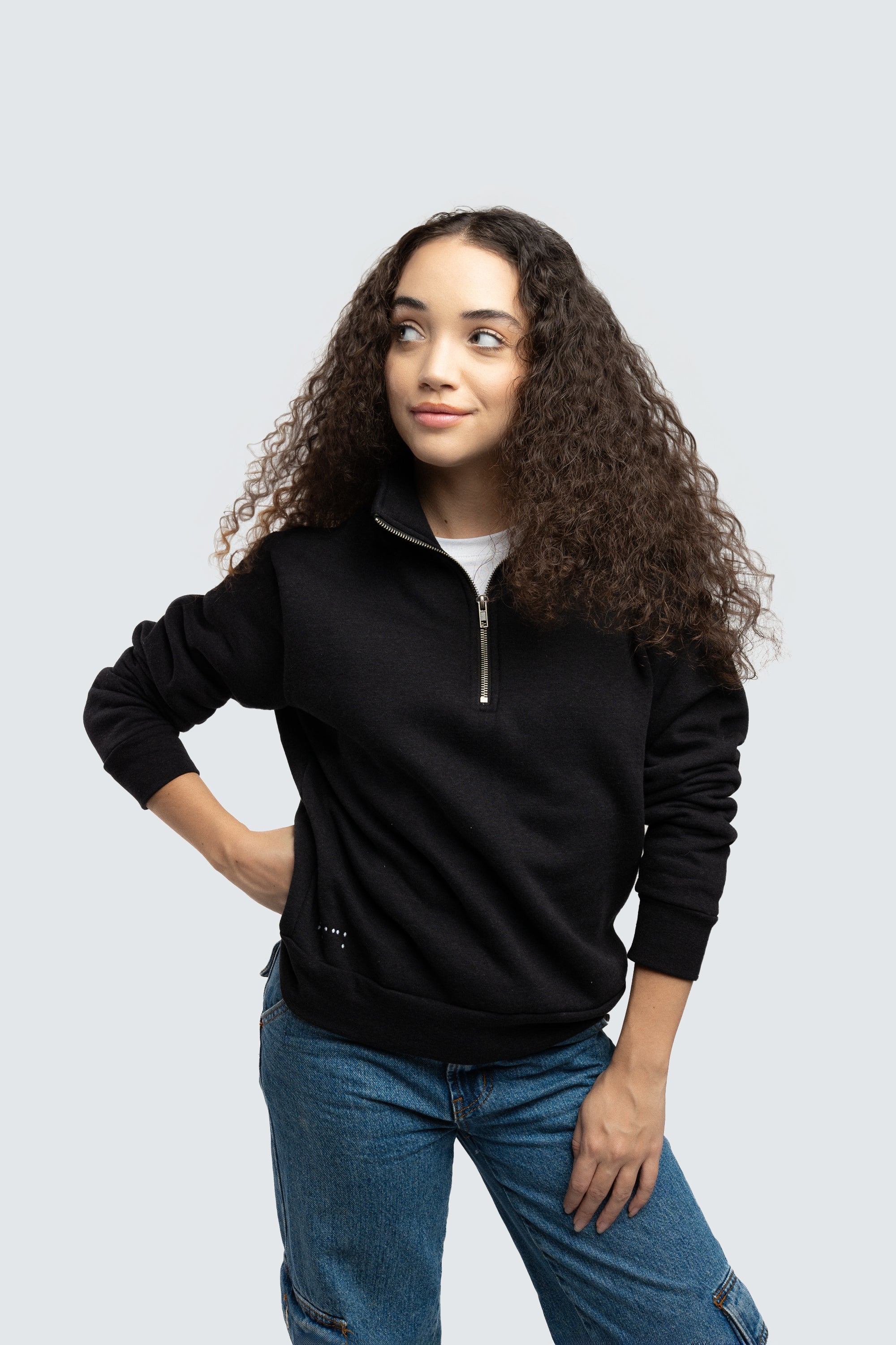 Two Blind Brothers - Womens Women's Fleece Quarter Zip Sweatshirt Black