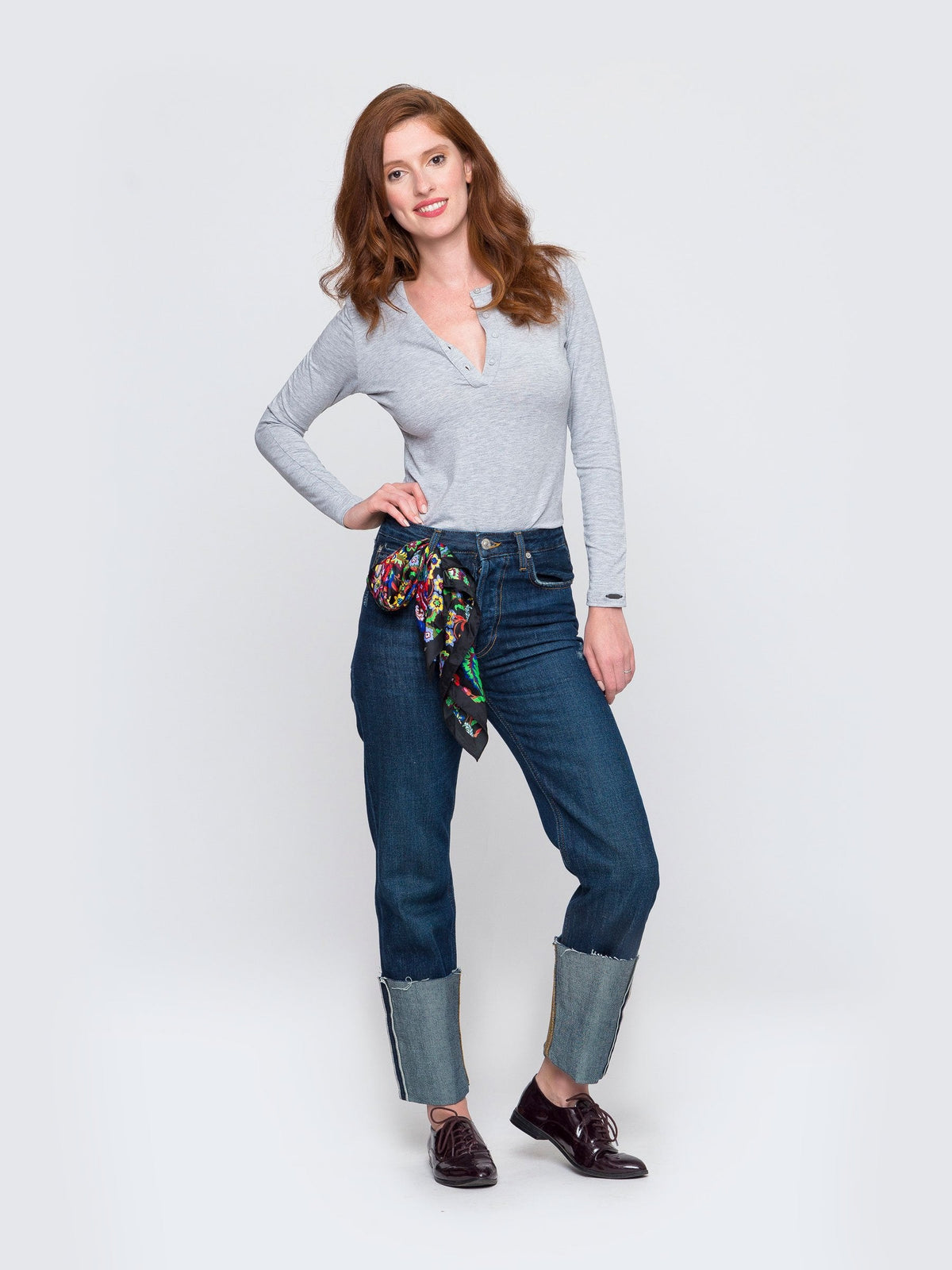 Two Blind Brothers - Womens Women's Long Sleeve Solid Henley Light-Grey