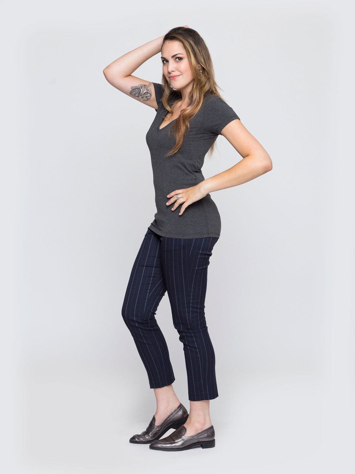 Two Blind Brothers - Womens Women's "Feel" V-Neck Charcoal