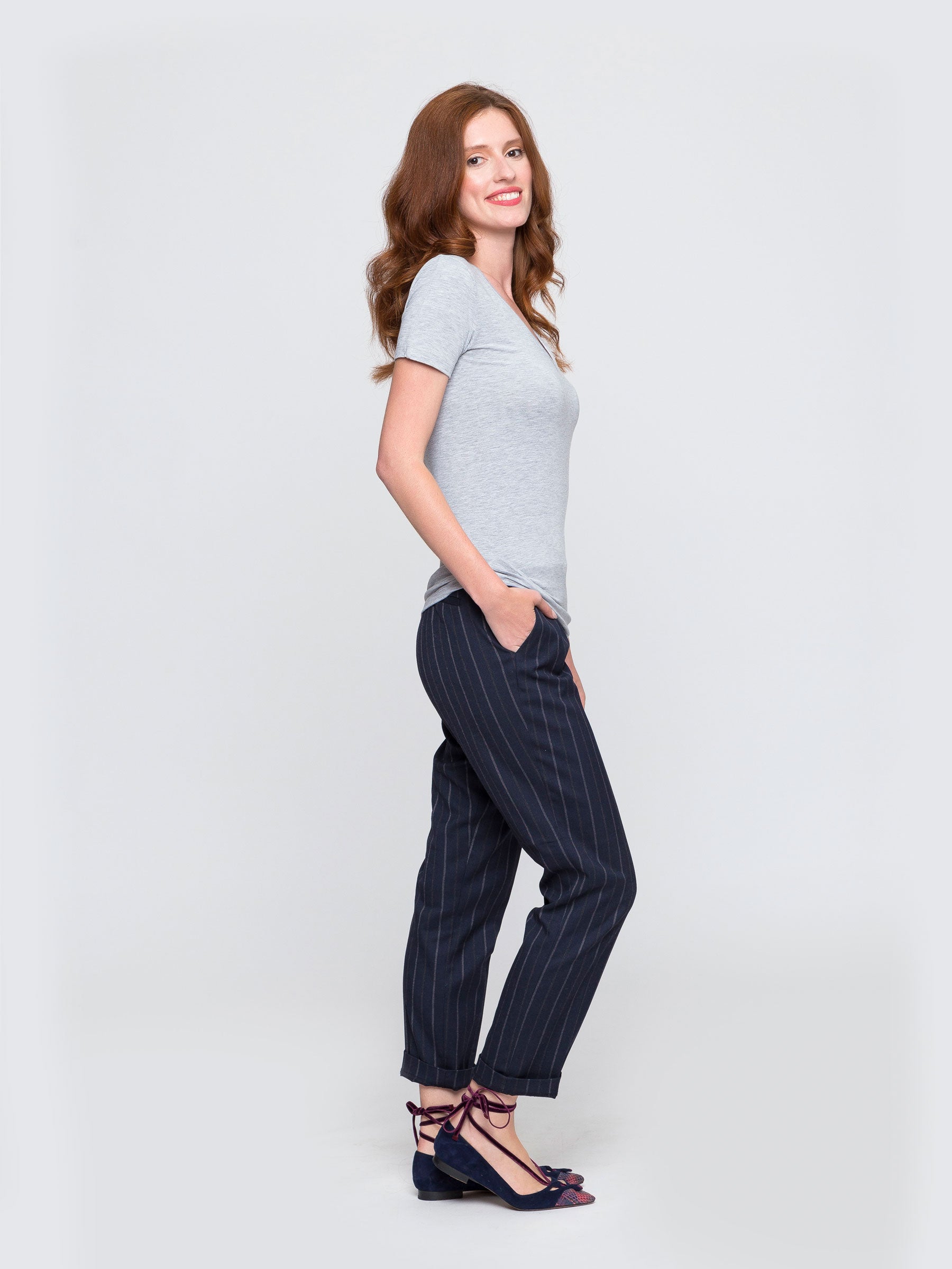 Two Blind Brothers - Womens Women's "Feel" V-Neck Light-Grey