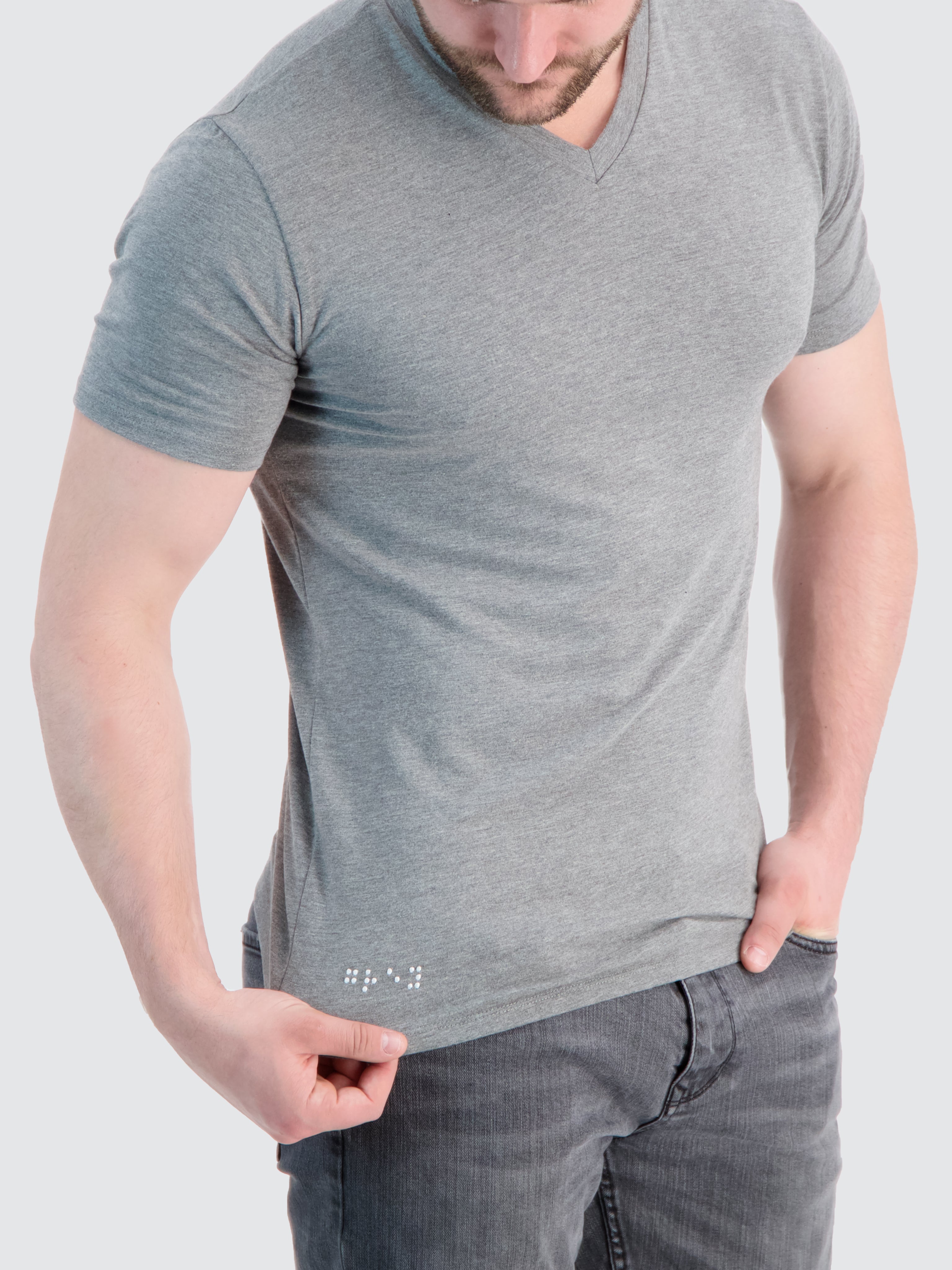 Two Blind Brothers - Mens Men's SS V-Neck Tee Medium-Grey-Heather