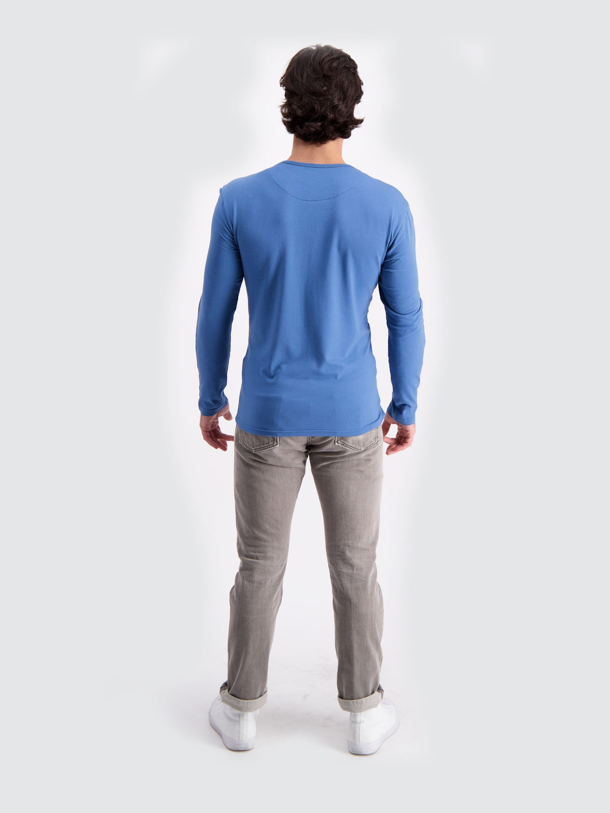 Two Blind Brothers - Mens Men's Long Sleeve Striped Henley Blue