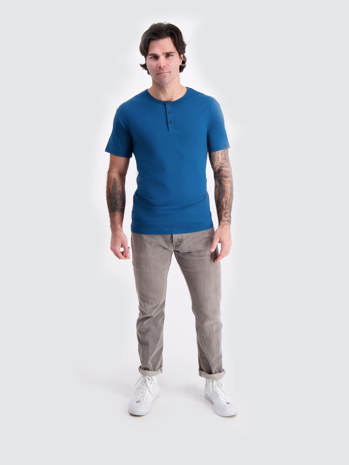 Two Blind Brothers - Mens Men's SS Henley Solid Teal