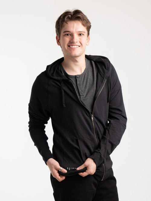Men's Zip-Up Hoodie in Black