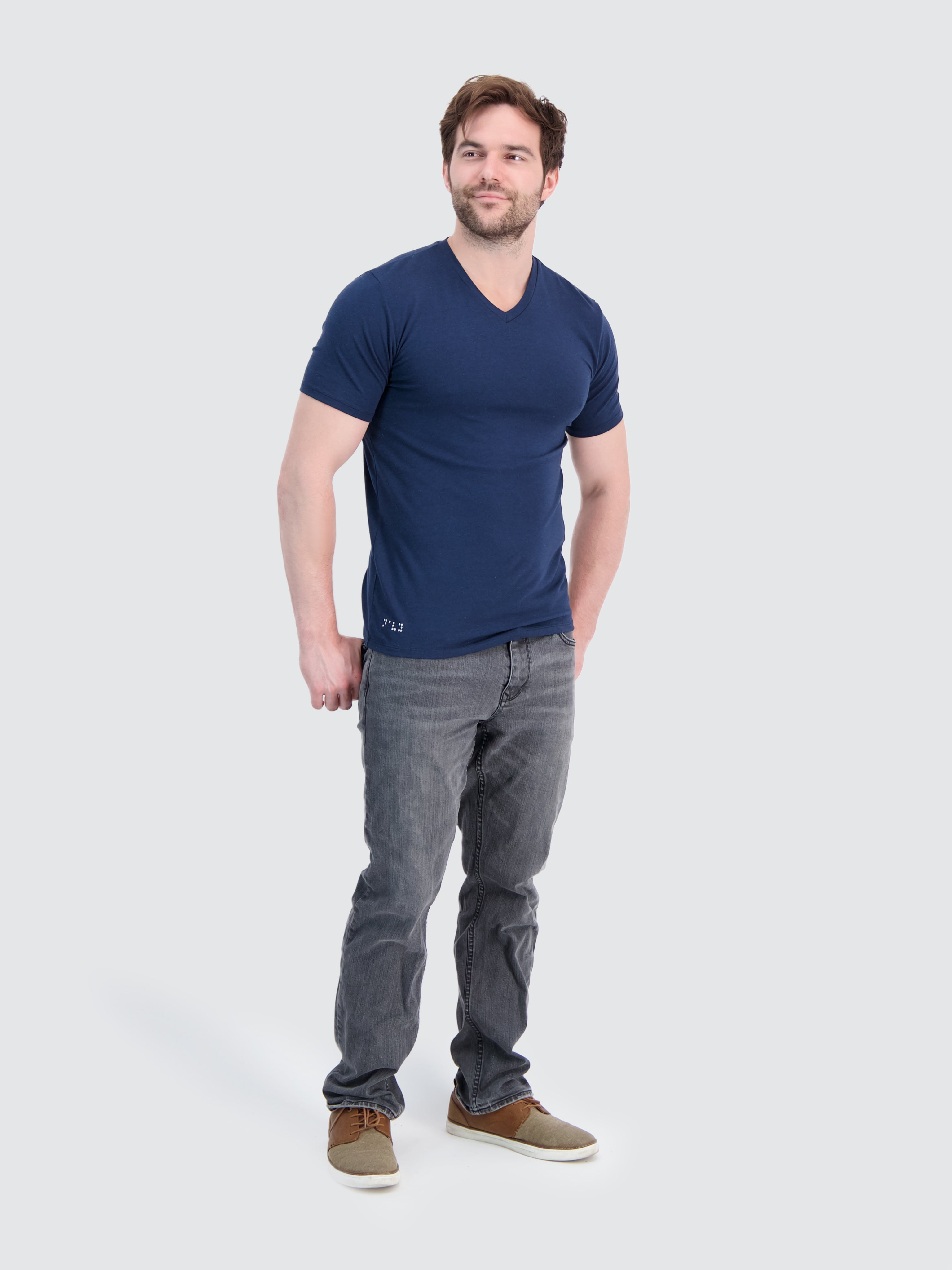 Two Blind Brothers - Mens Men's SS V-Neck Tee Navy