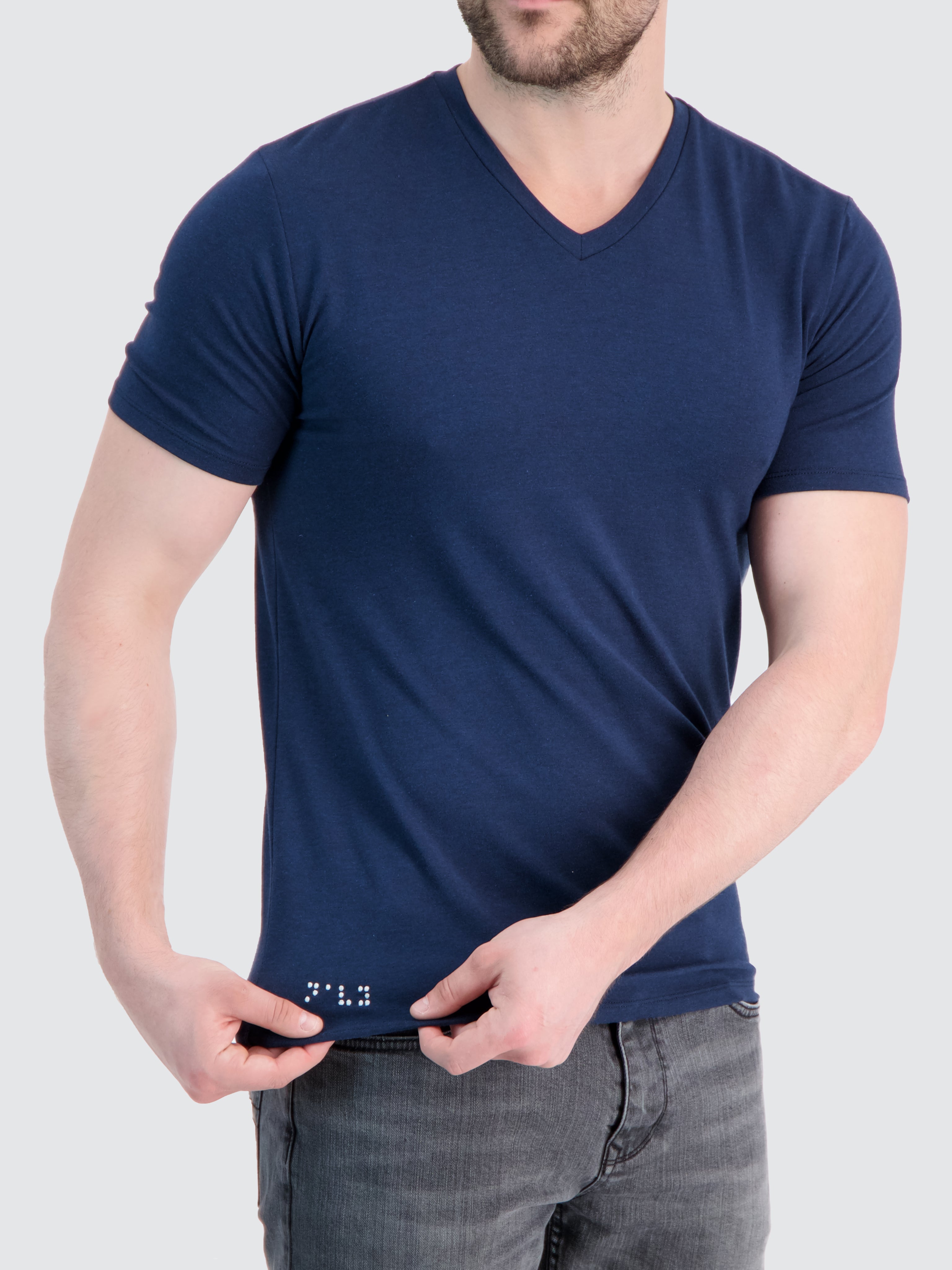 Two Blind Brothers - Mens Men's SS V-Neck Tee Navy