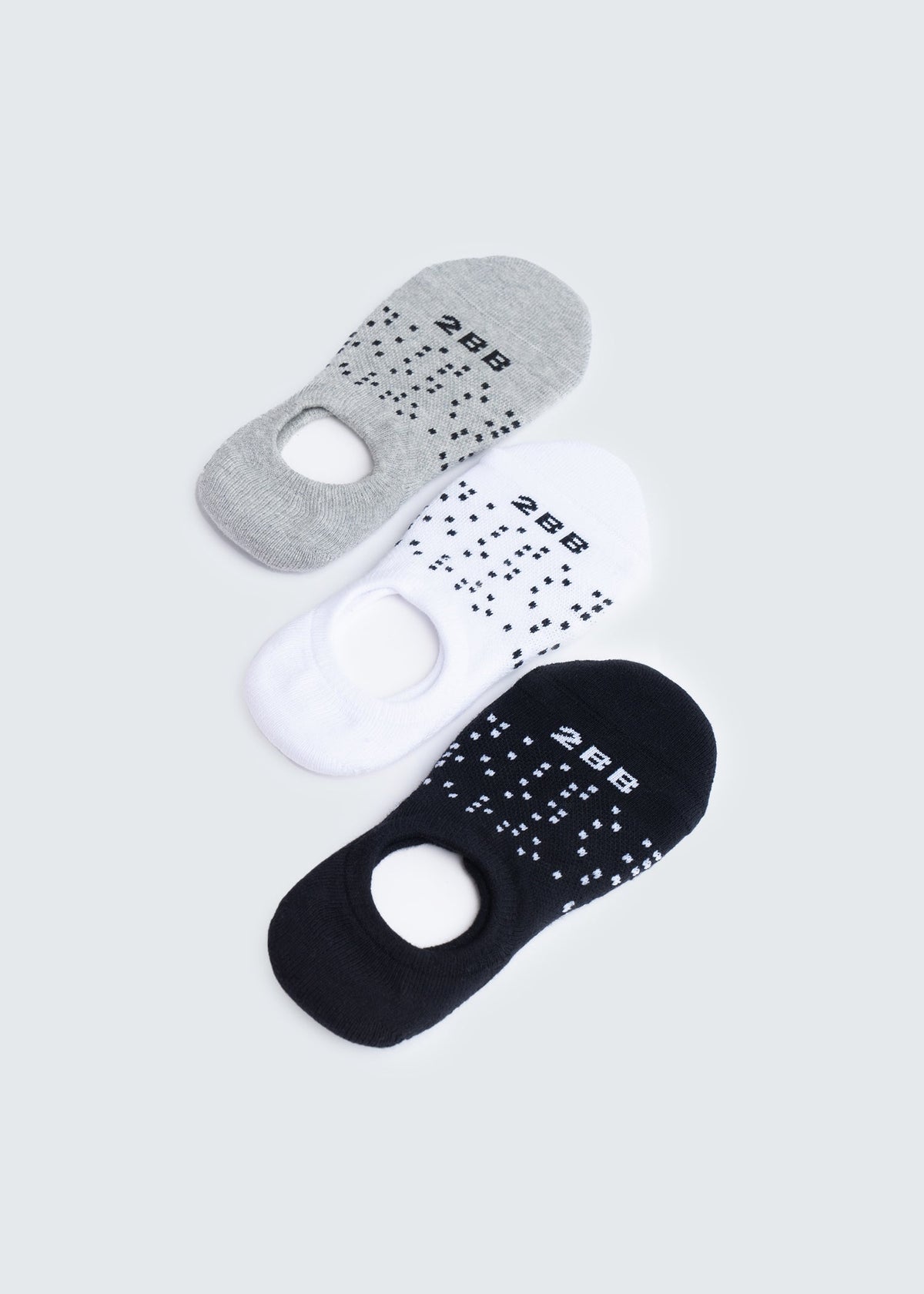 Two Blind Brothers - Gift No Show Sock Bundle (3 Pairs) Light-Grey-White-Black