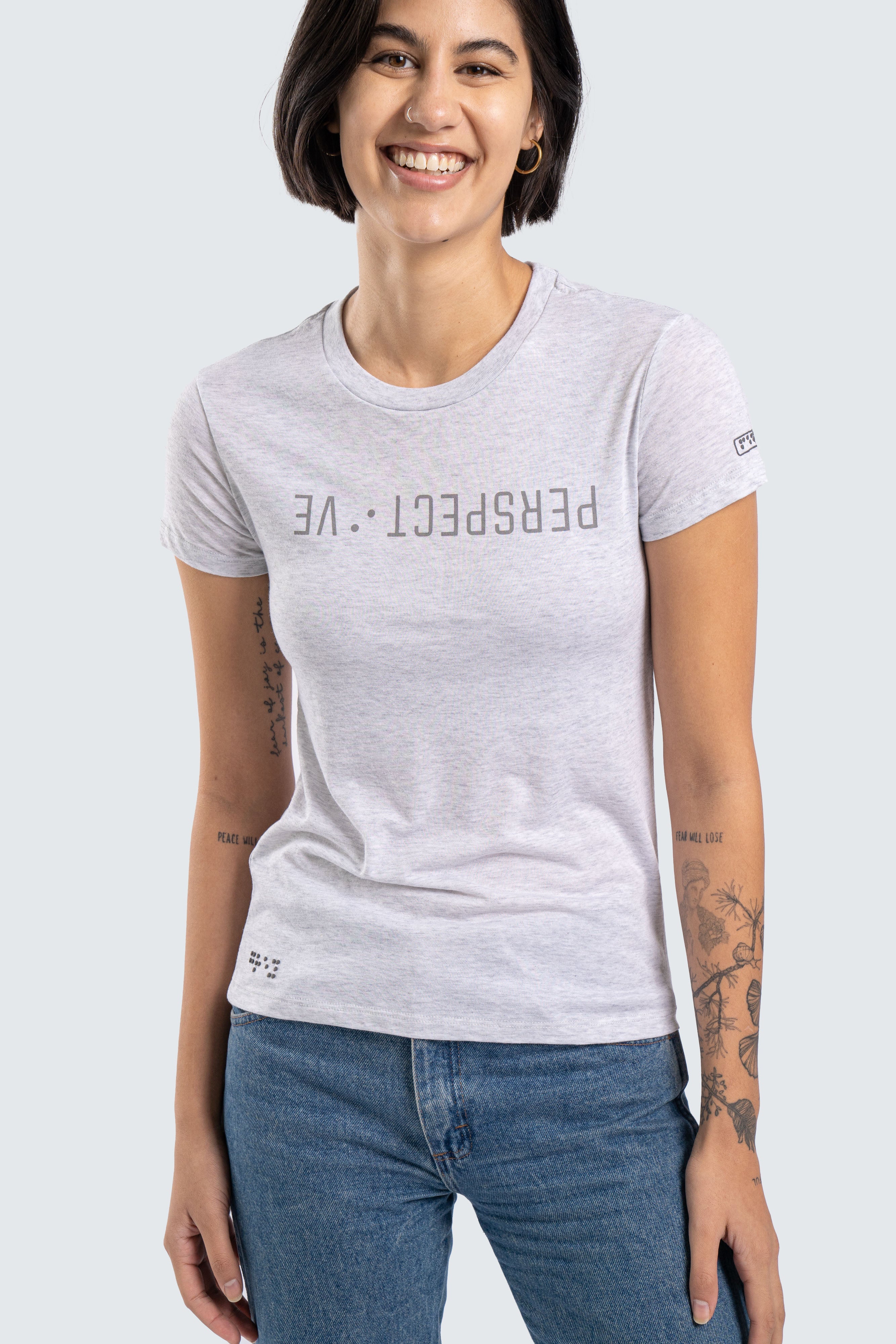 Two Blind Brothers - Womens Women's "Perspective" Graphic Crewneck Grey