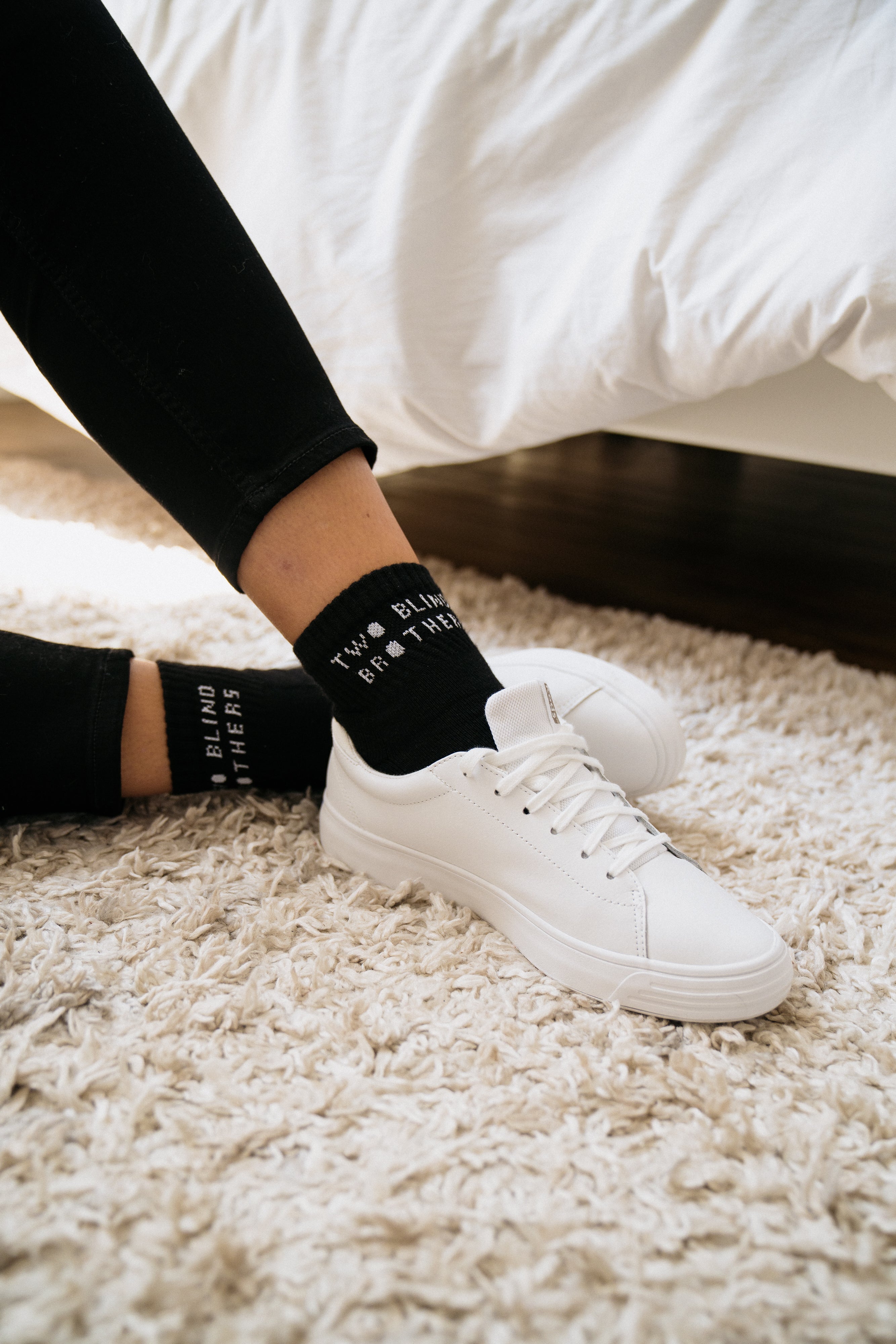 Two Blind Brothers - Gift Coolmax Quarter Sock Black + White Bundle (2 Pairs) Black