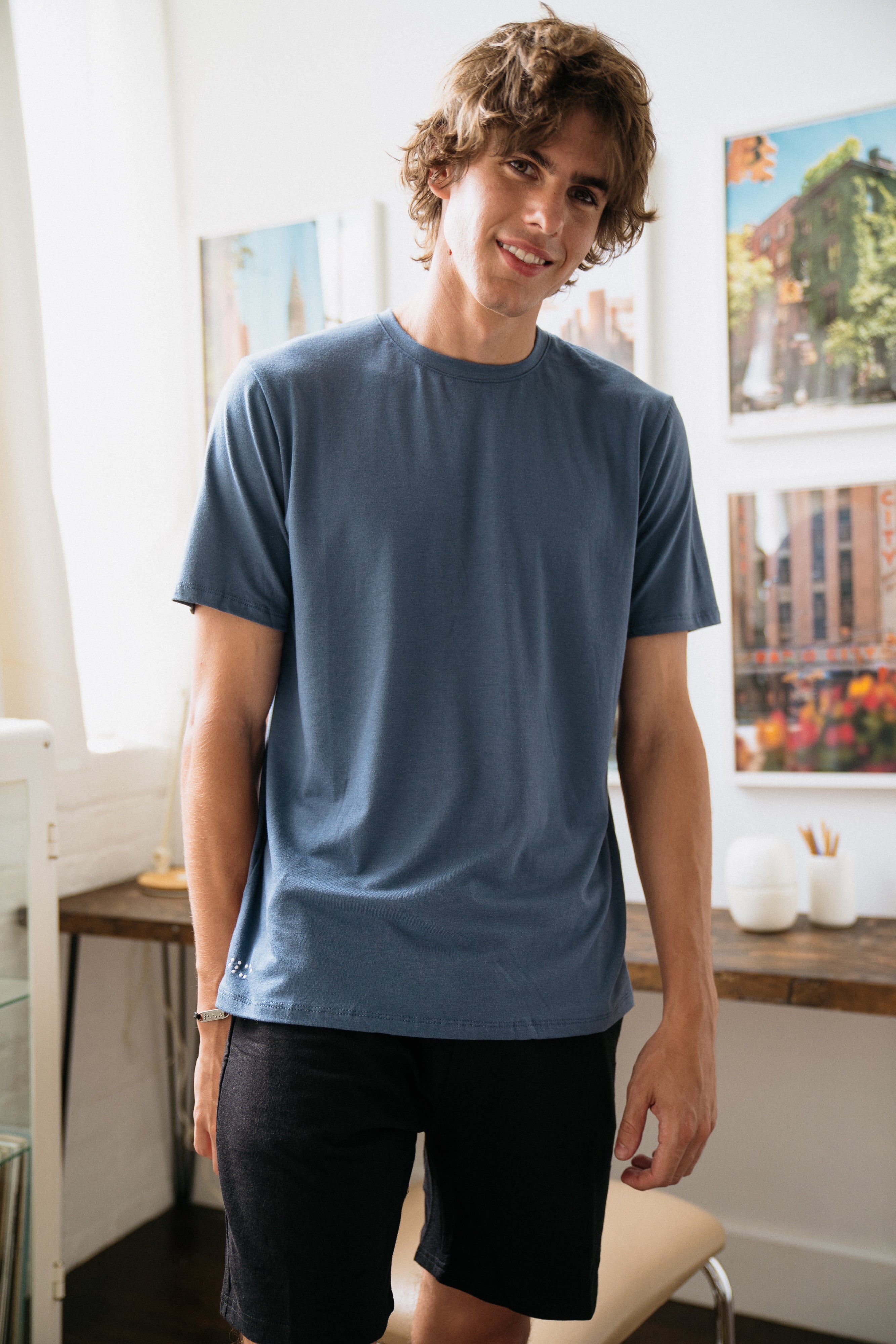 Two Blind Brothers - Mens Men's Short Sleeve Crewneck Washed-Navy