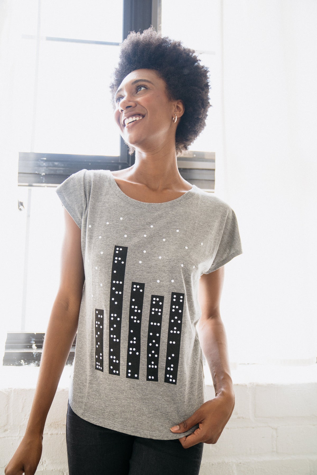 Two Blind Brothers - Womens NYC Skyline Graphic Dolman Medium-Grey-Heather--