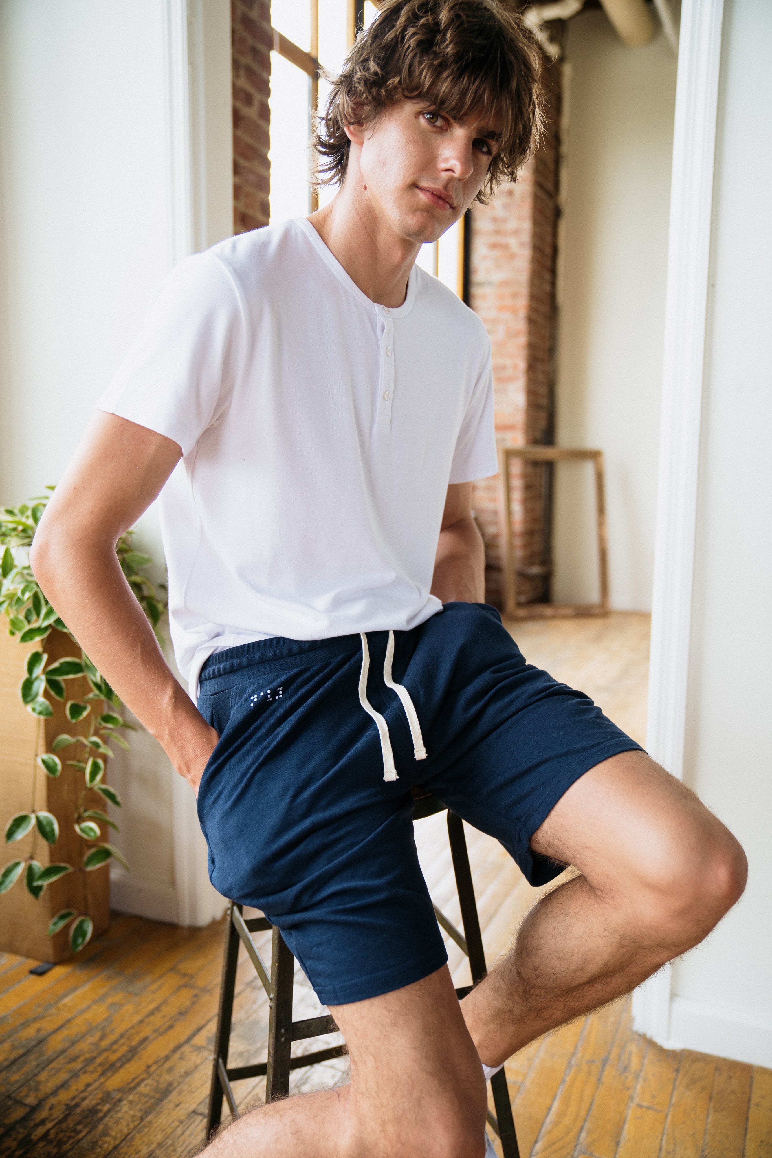 Two Blind Brothers - Mens Men's French Terry Lounge Shorts Navy