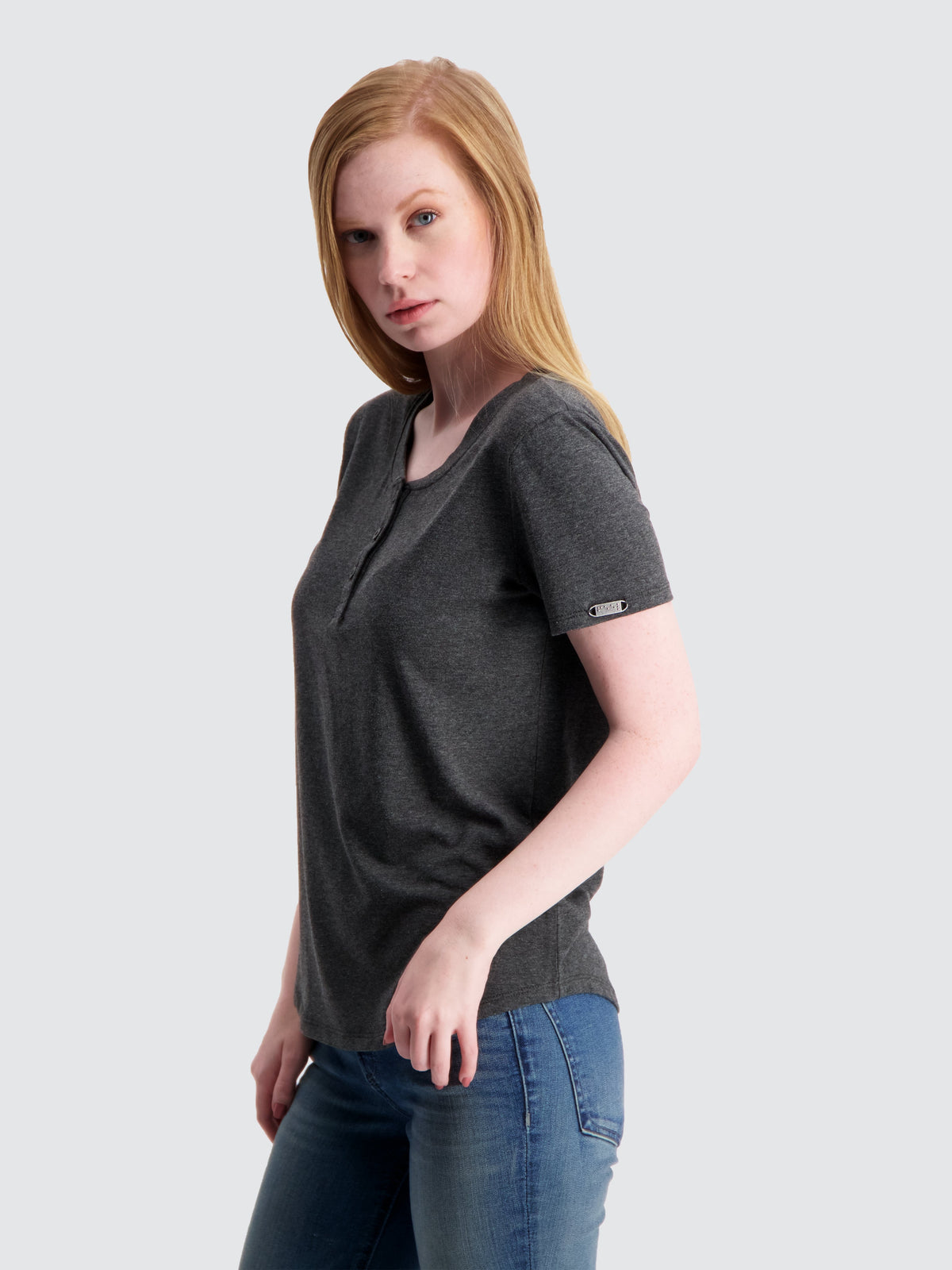 Two Blind Brothers - Womens Women's SS Henley Charcoal