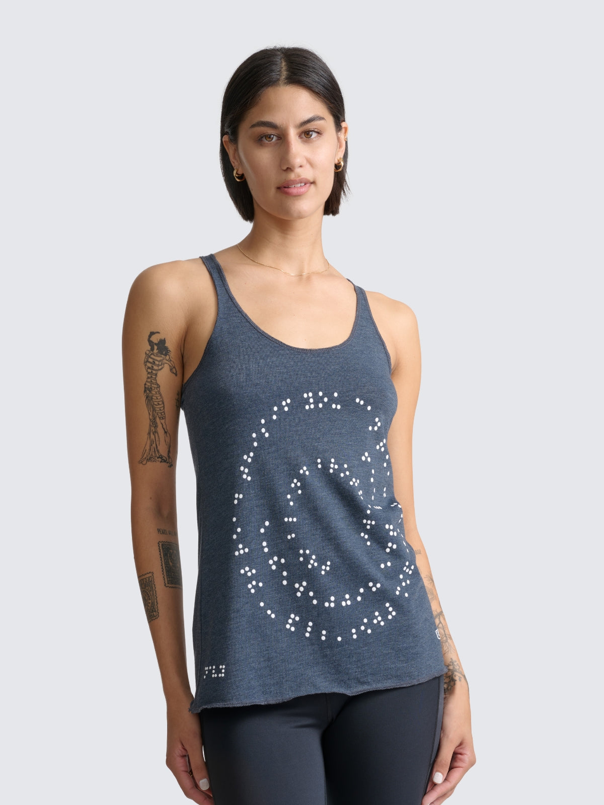 Two Blind Brothers - Womens Braille Spiral Graphic Tank Navy--