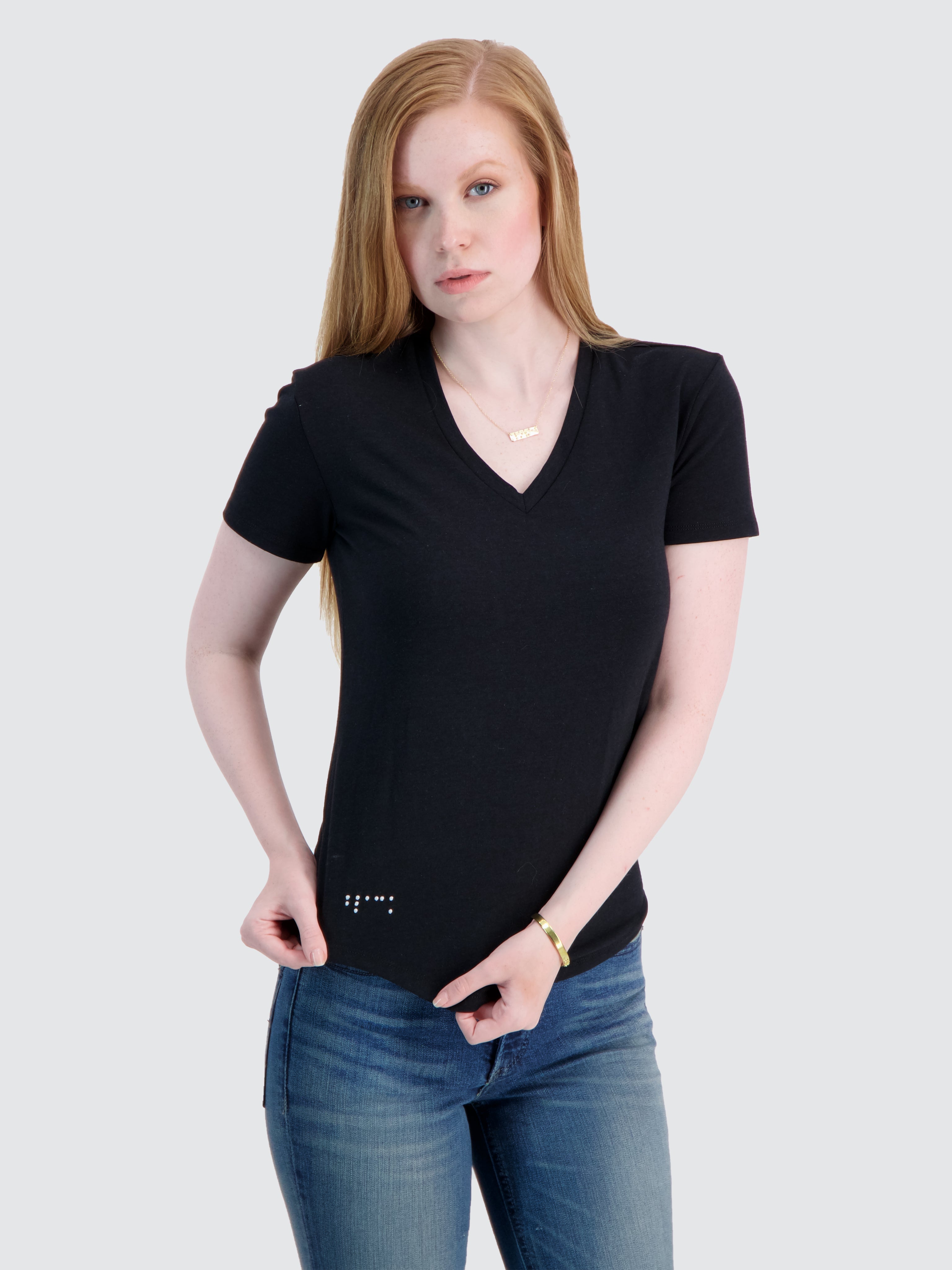 Two Blind Brothers - Womens Women's Short Sleeve V-Neck Tee Black