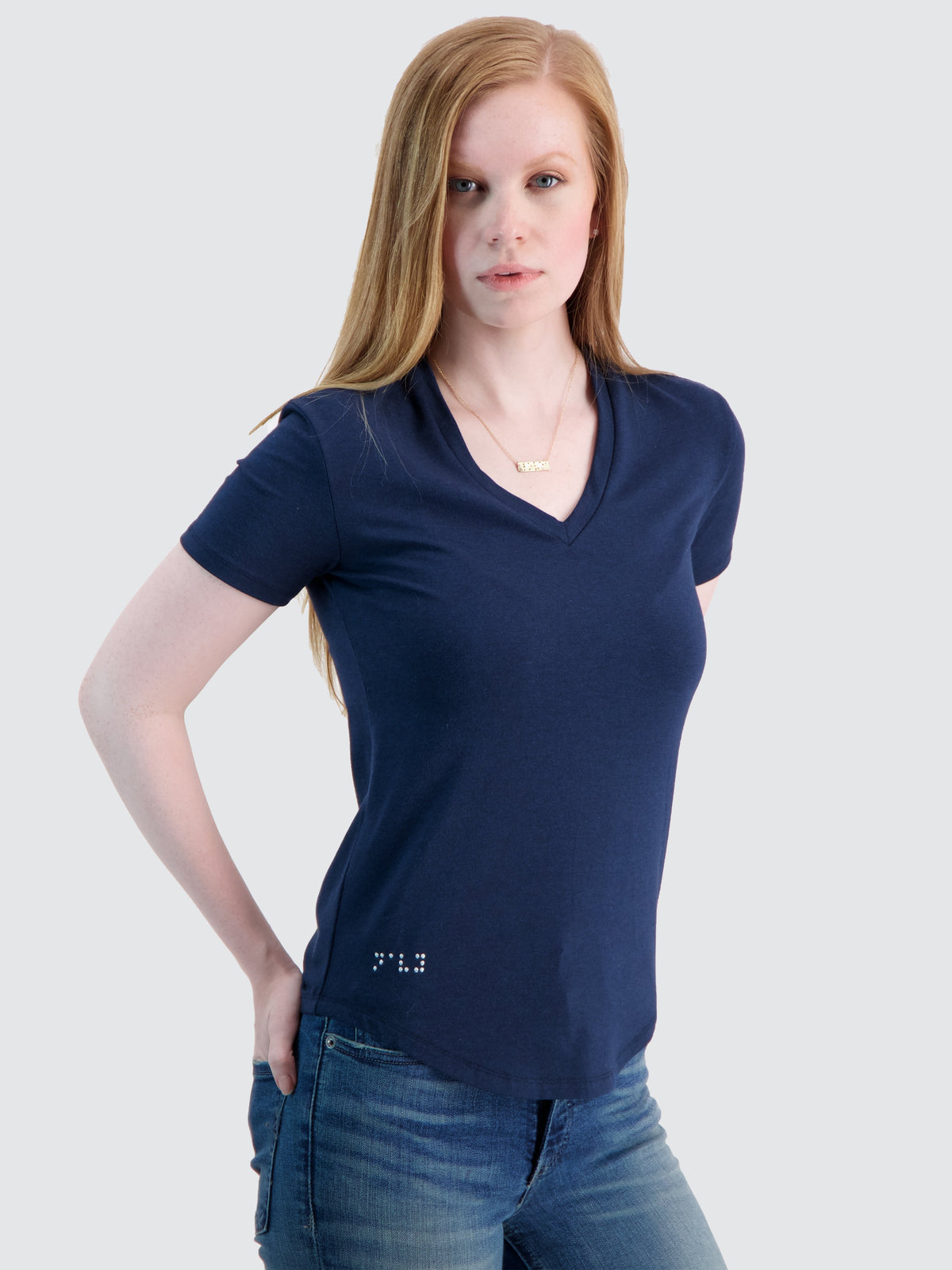 Two Blind Brothers - Womens Women's Short Sleeve V-Neck Tee Navy