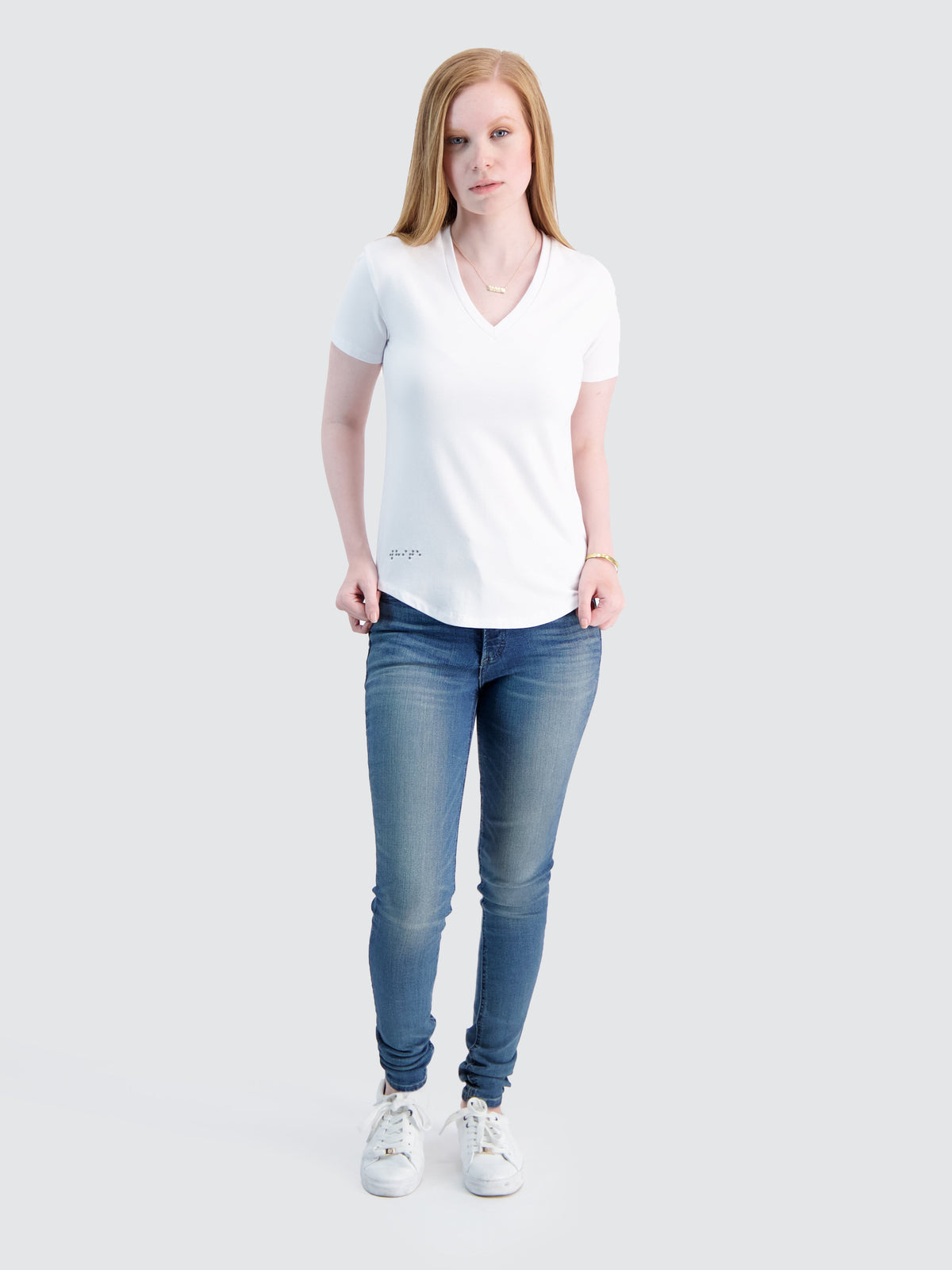 Two Blind Brothers - Womens Women's Short Sleeve V-Neck Tee White