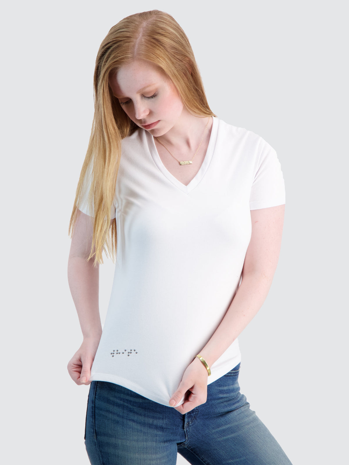 Two Blind Brothers - Womens Women's Short Sleeve V-Neck Tee White-