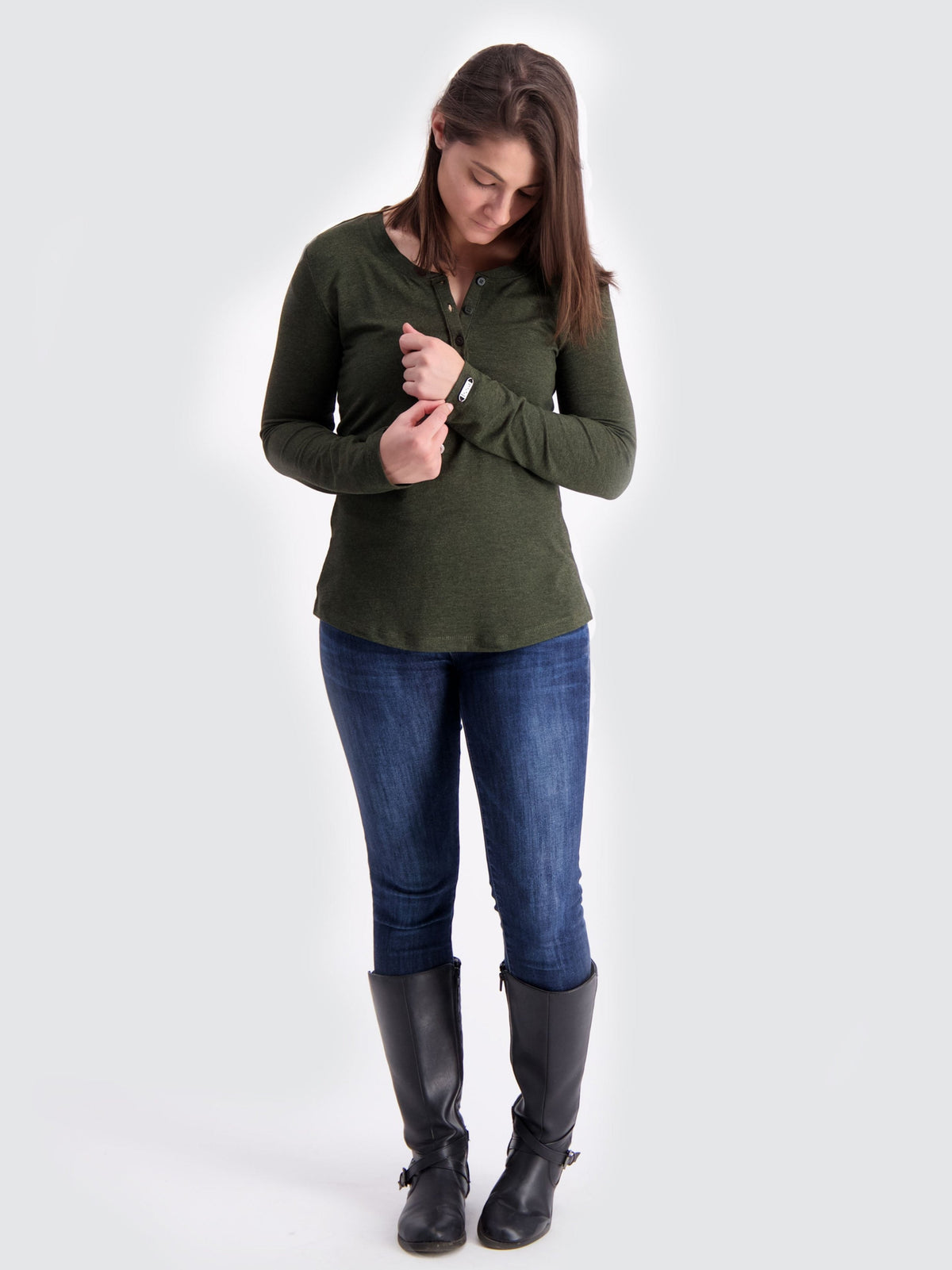 Two Blind Brothers - Womens Women's LS Relaxed Fit Henley Forest