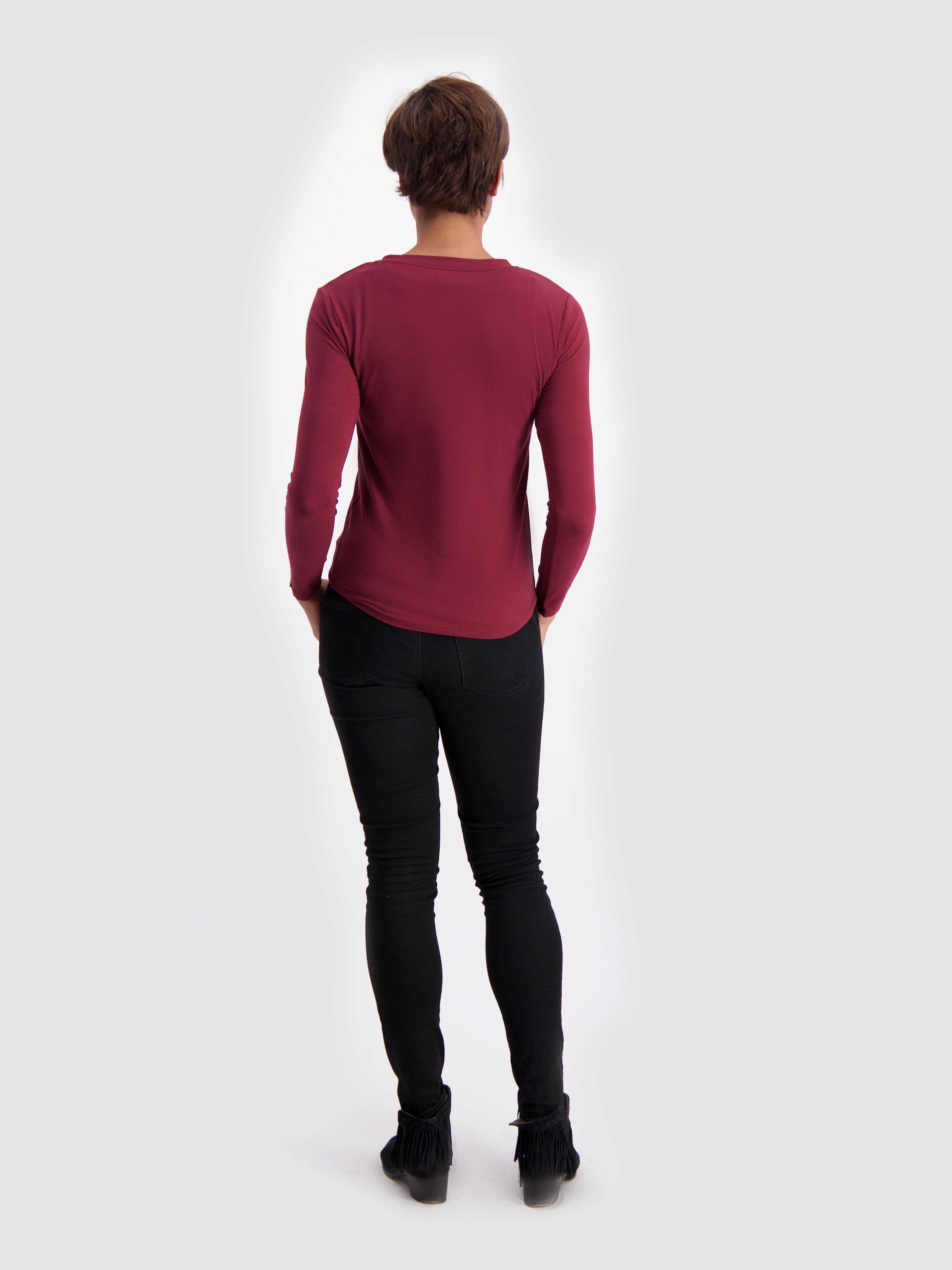 Two Blind Brothers - Womens Women's LS Relaxed Fit Henley Maroon