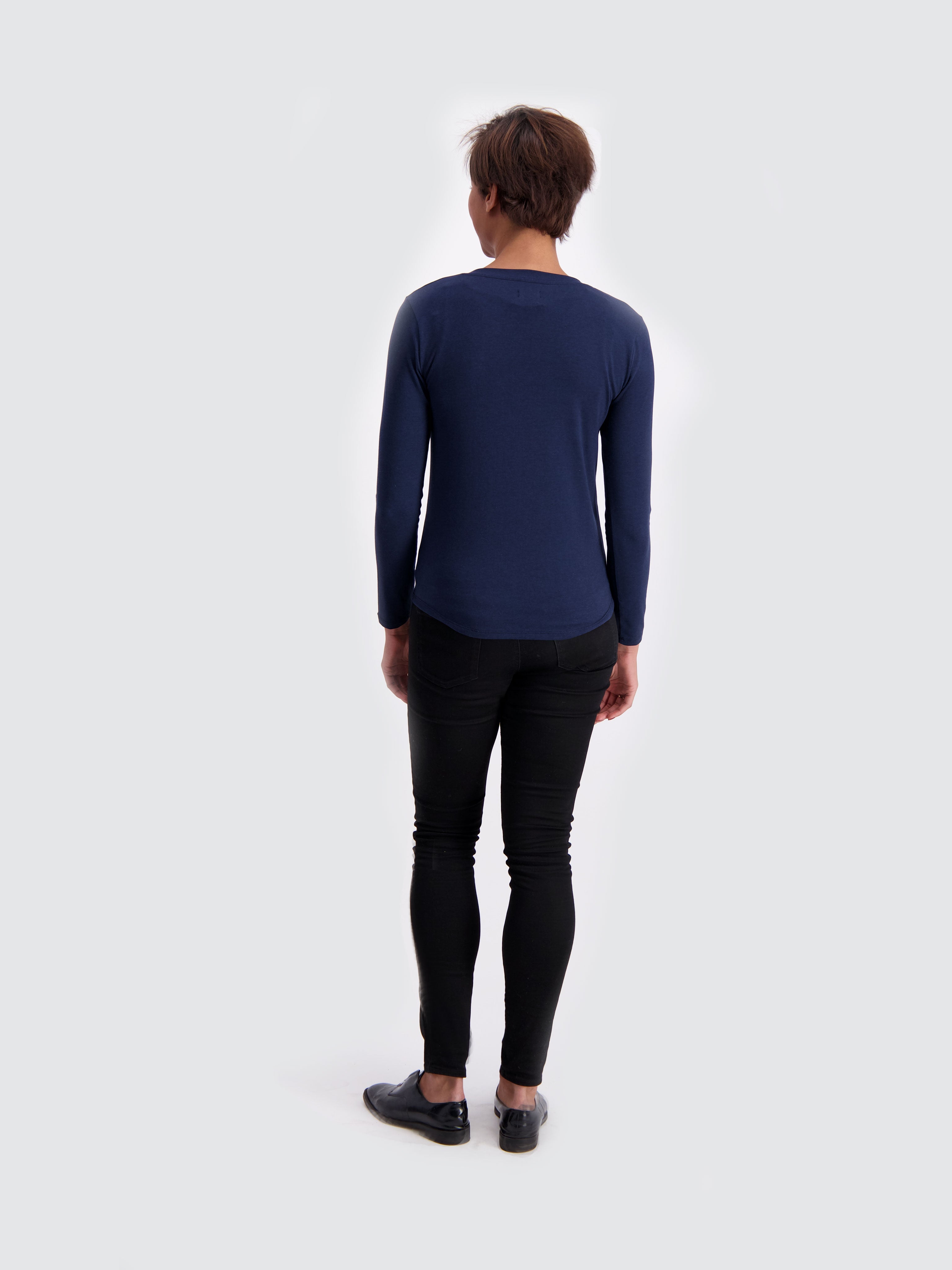Two Blind Brothers - Womens Women's Long Sleeve Relaxed Fit Henley Navy