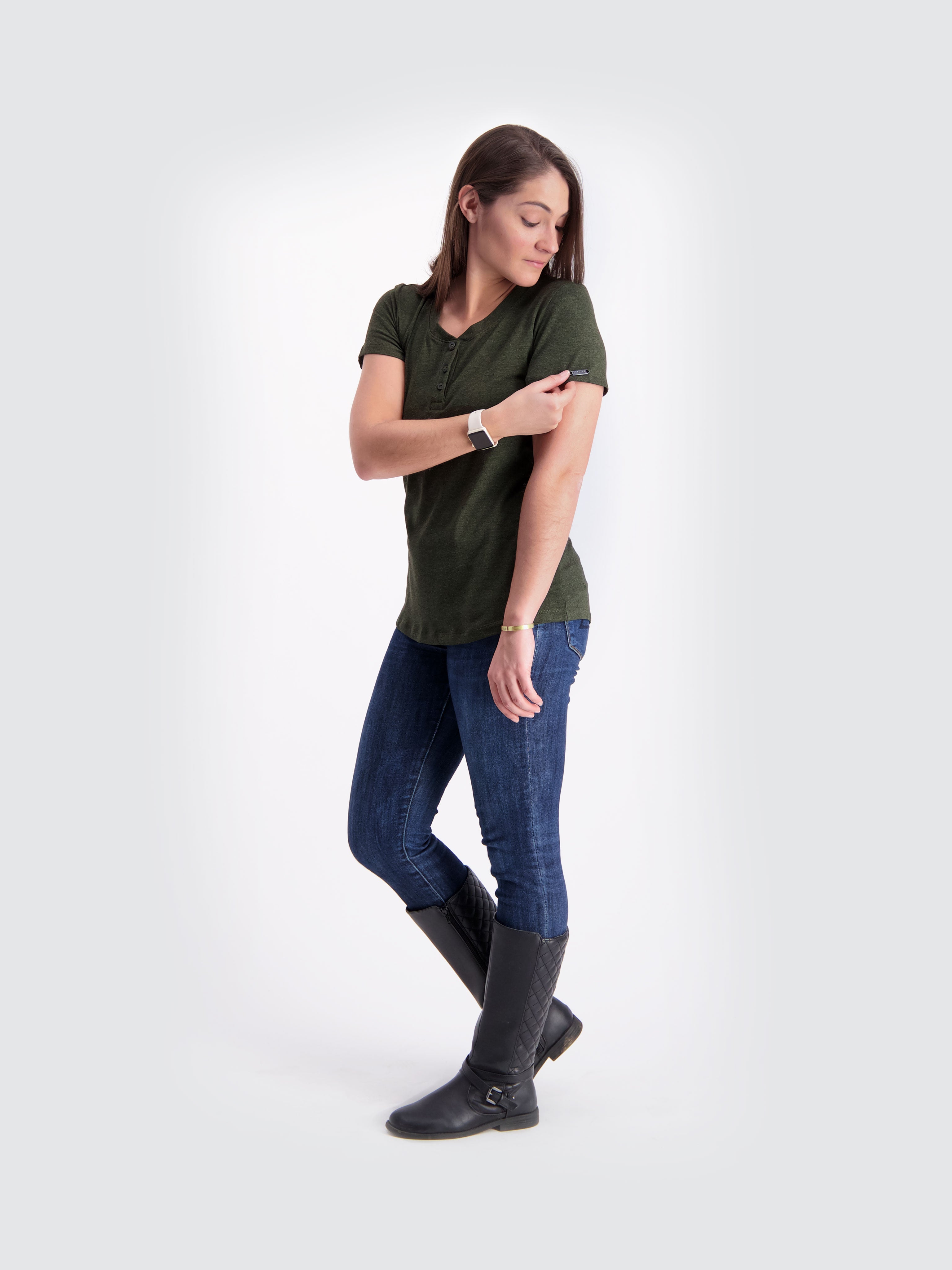 Two Blind Brothers - Womens Women's Short Sleeve Henley Forest