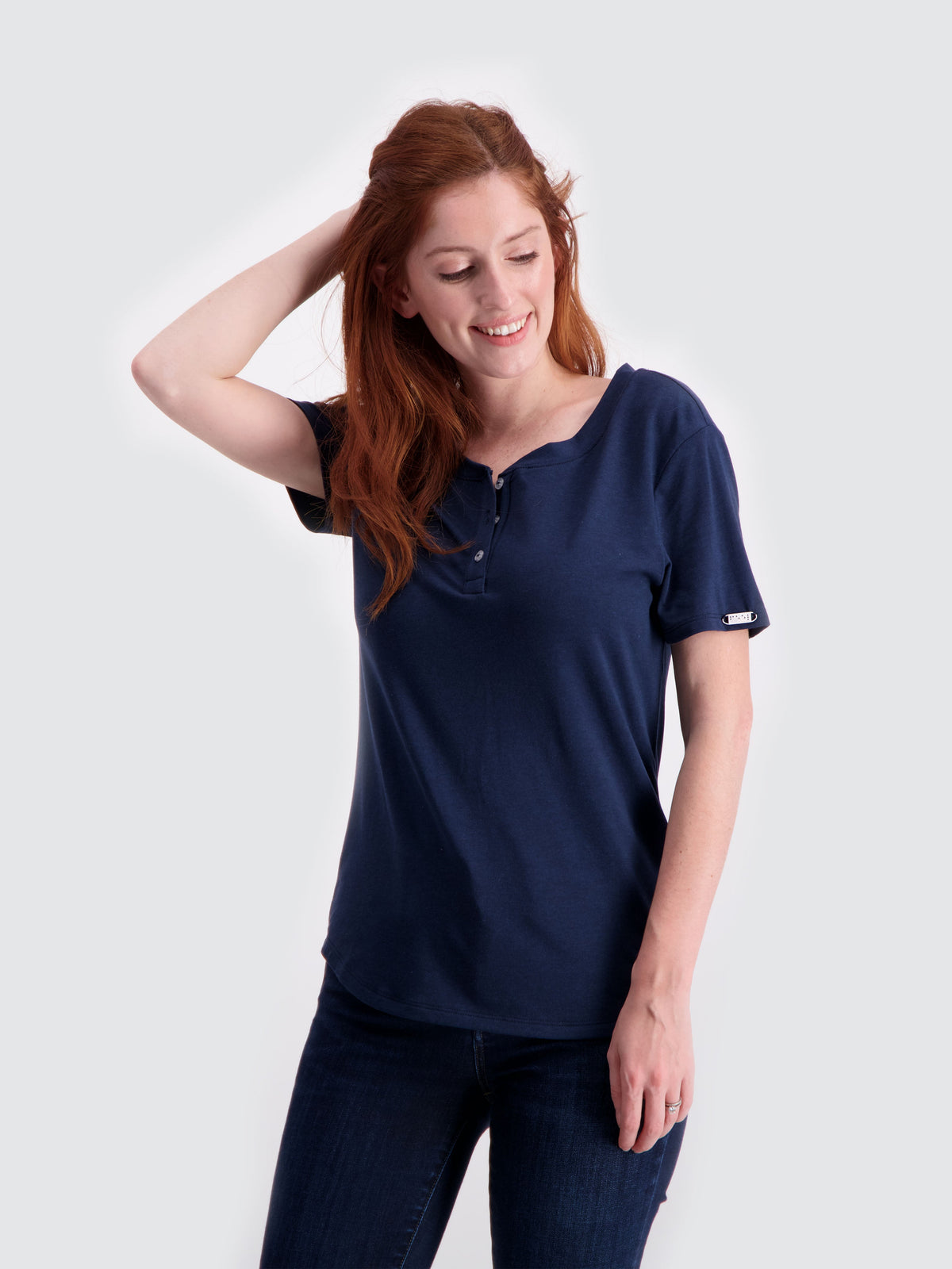 Two Blind Brothers - Womens Women's SS Henley Navy