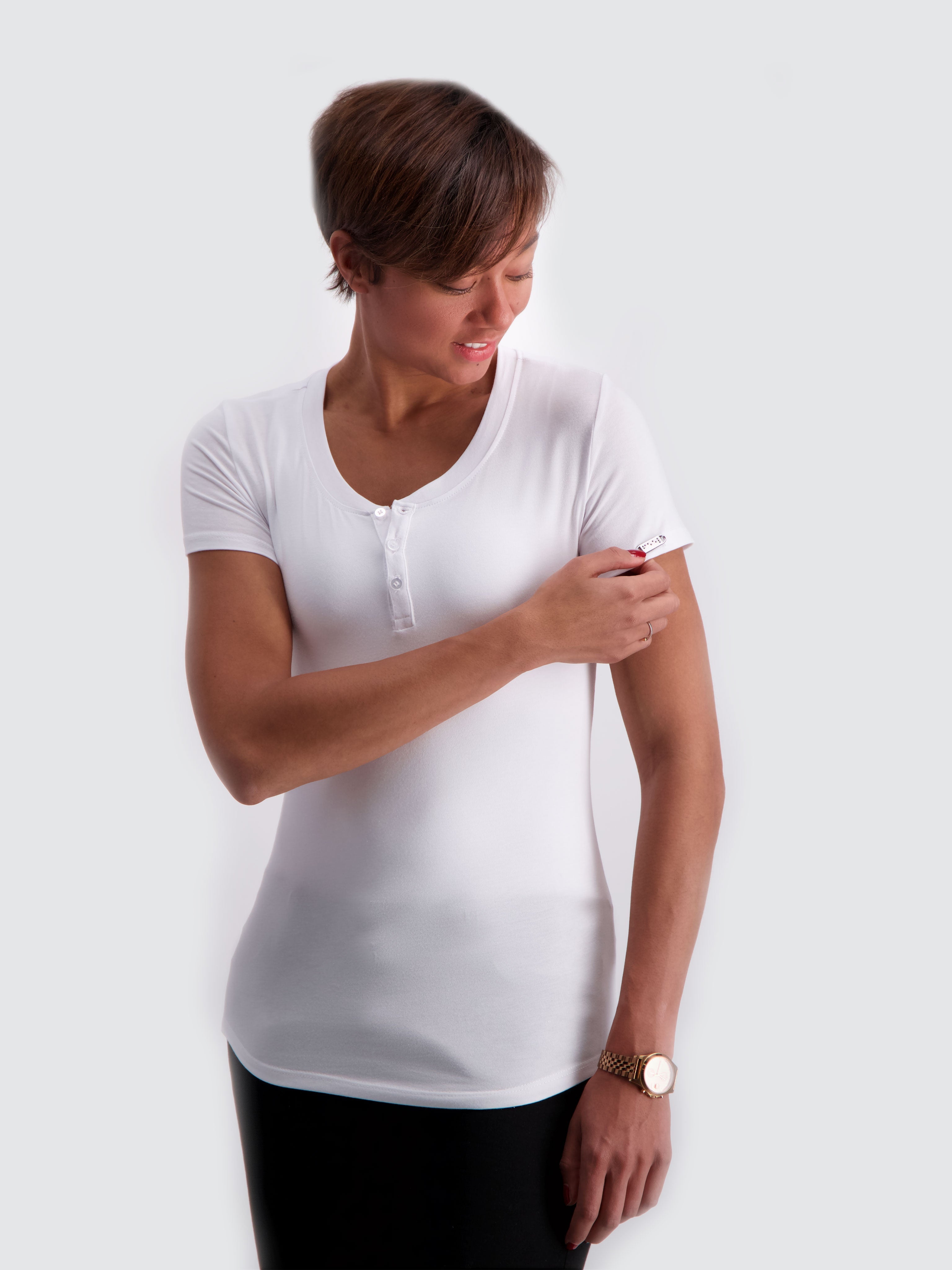 Two Blind Brothers - Womens Women's SS Henley White