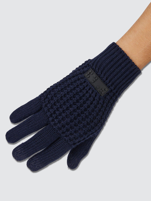Waffle Knit Gloves in Navy