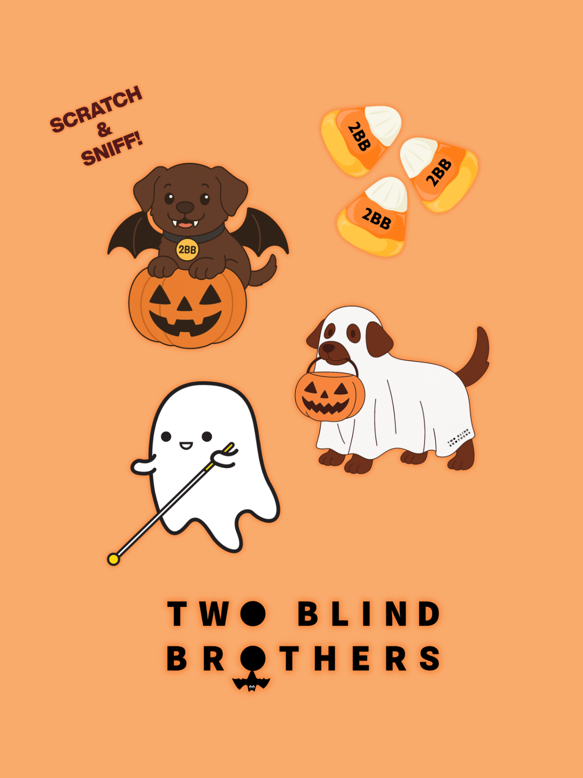 Two Blind Brothers -  Scratch & Sniff Pumpkin Stickers all