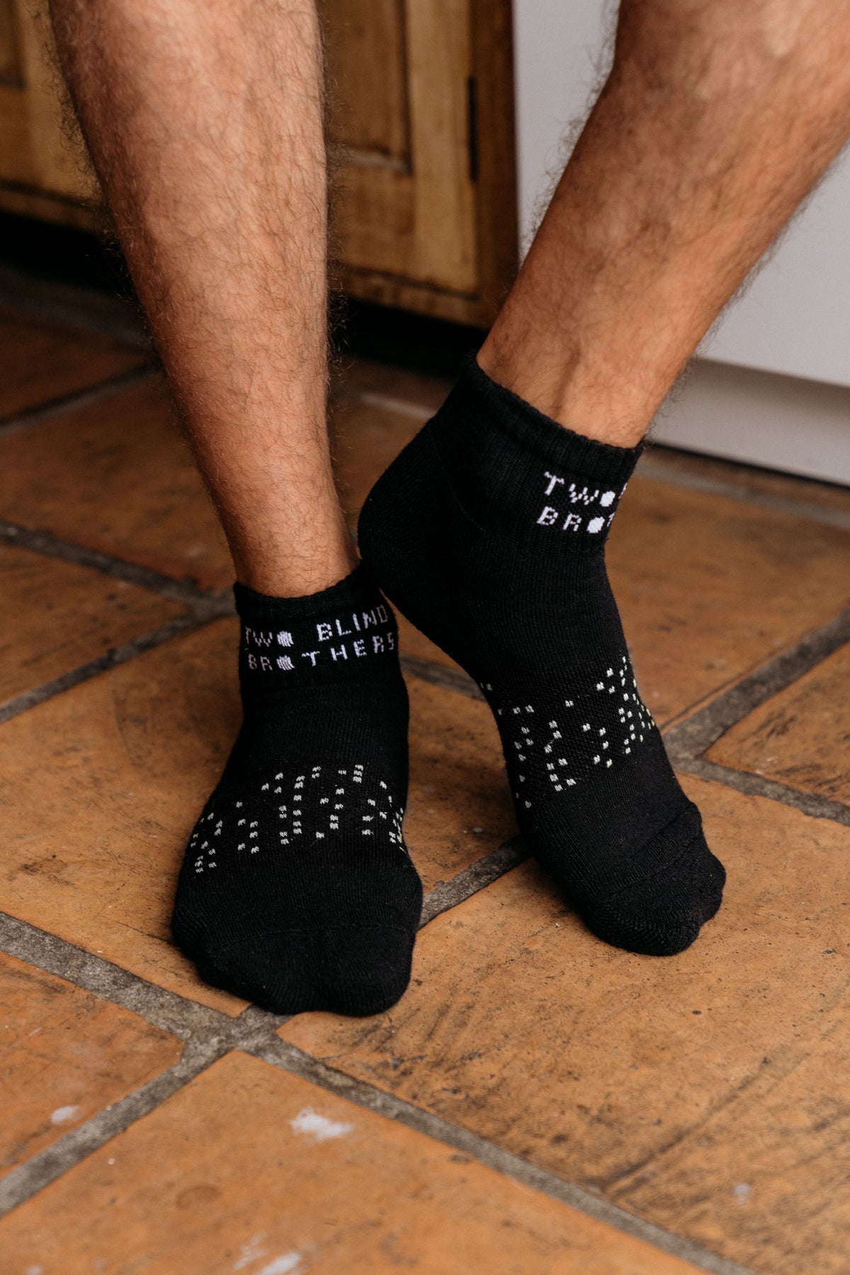 Two Blind Brothers - Gift Coolmax Quarter Sock Black + White Bundle (2 Pairs) Black