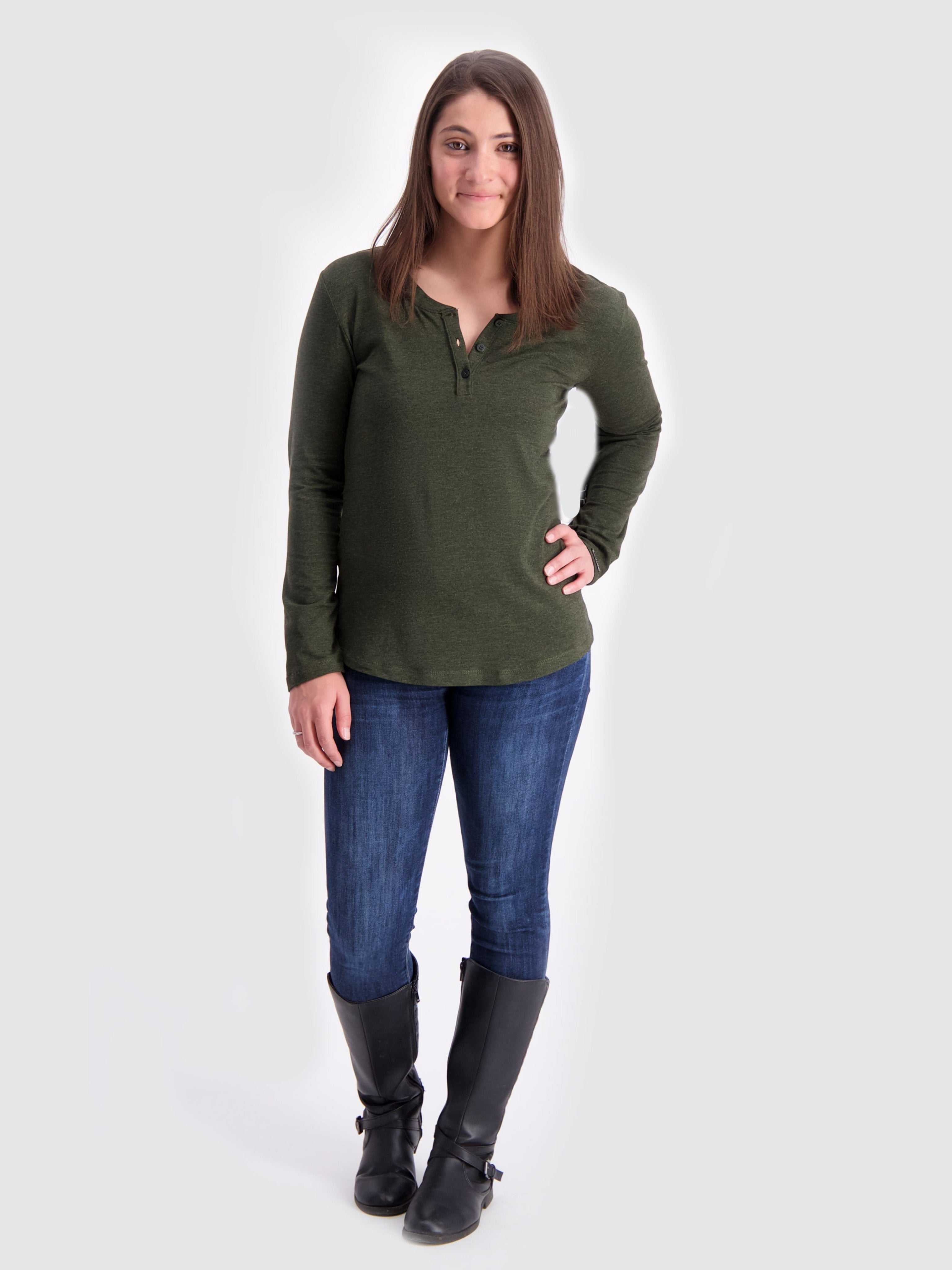 Two Blind Brothers - Womens Women's LS Relaxed Fit Henley Forest